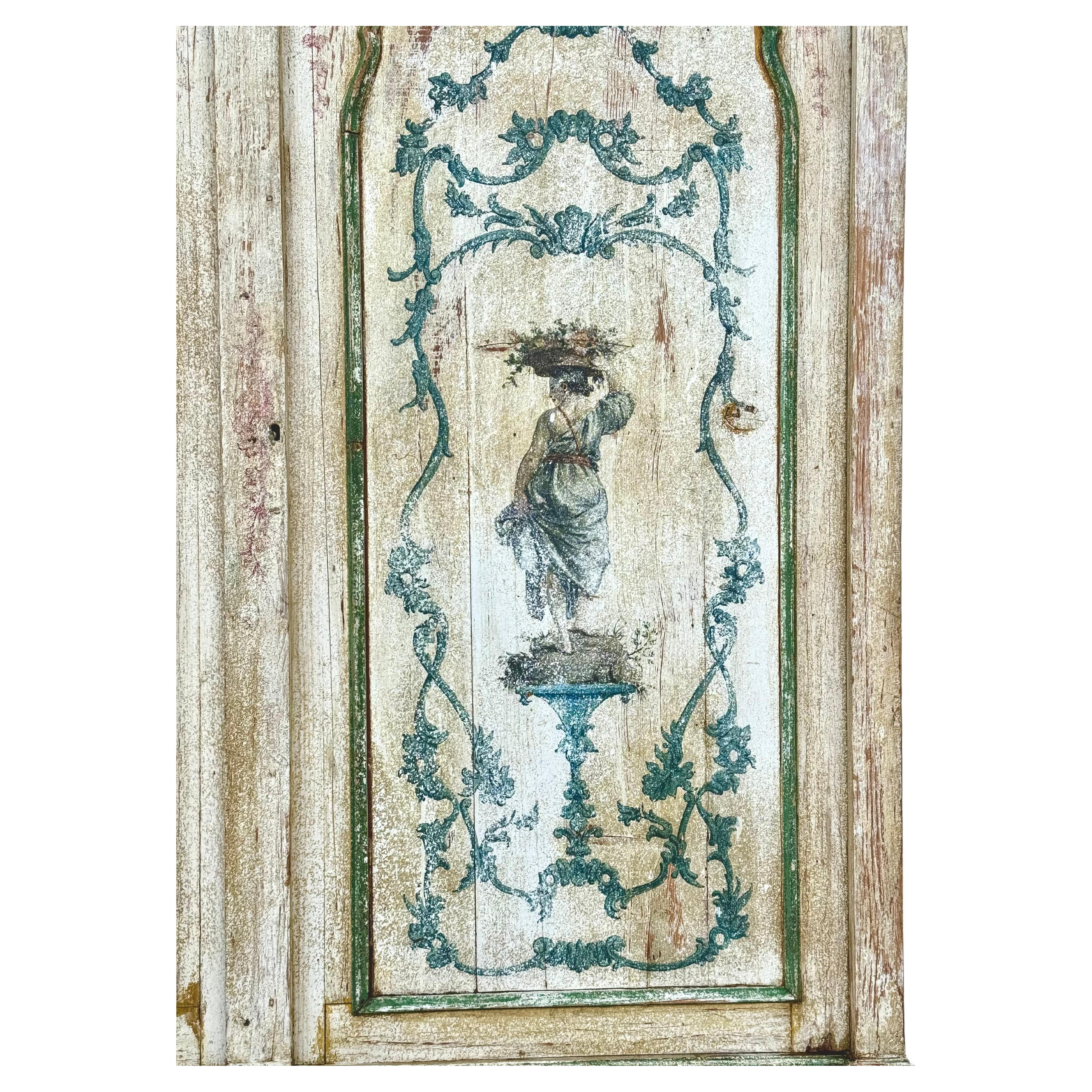 Wood 18th Century Venetian Painted Two Door Cabinet 