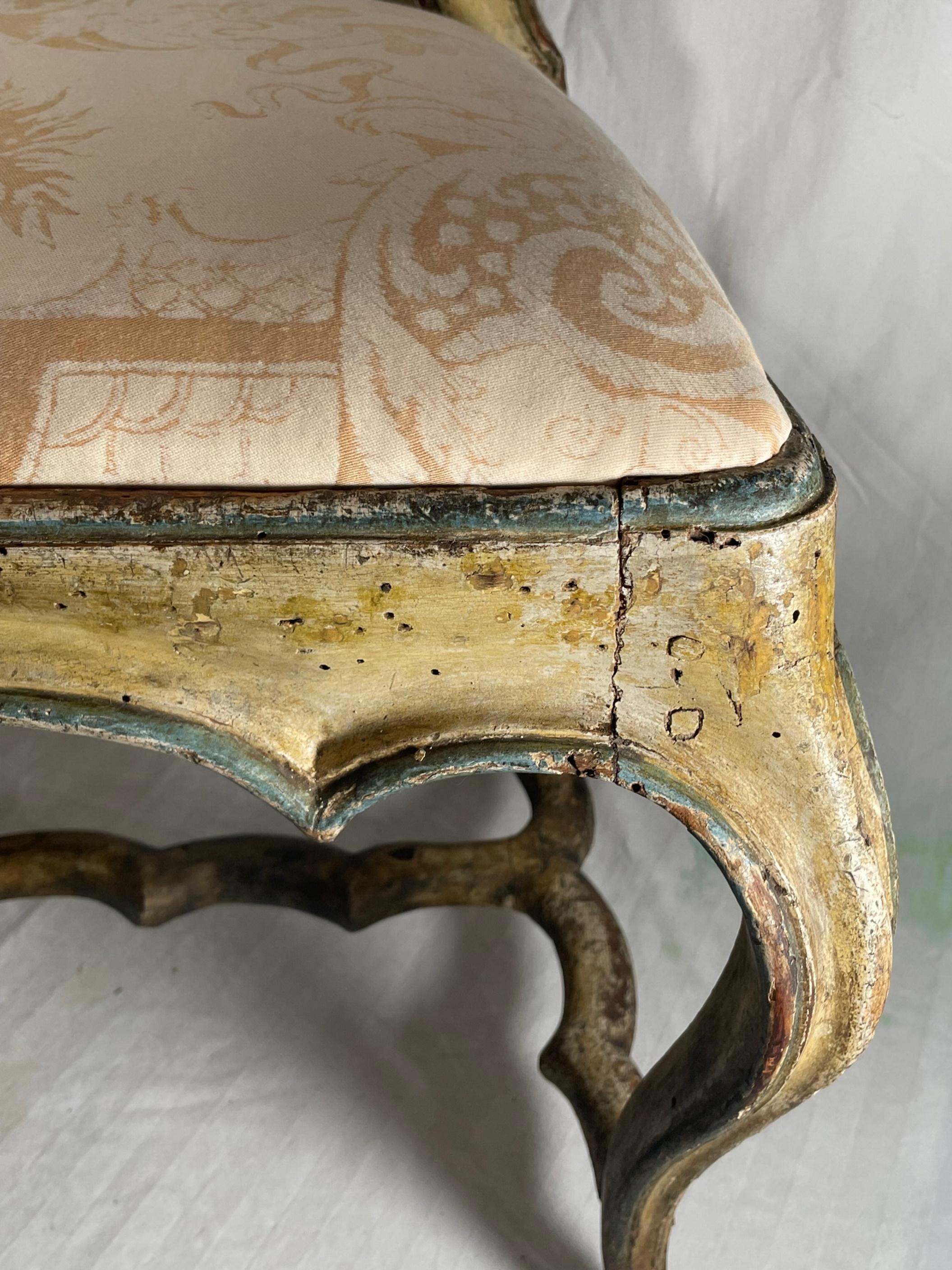 18th Century Venetian Polychrome Painted Rococo Side Chair 5