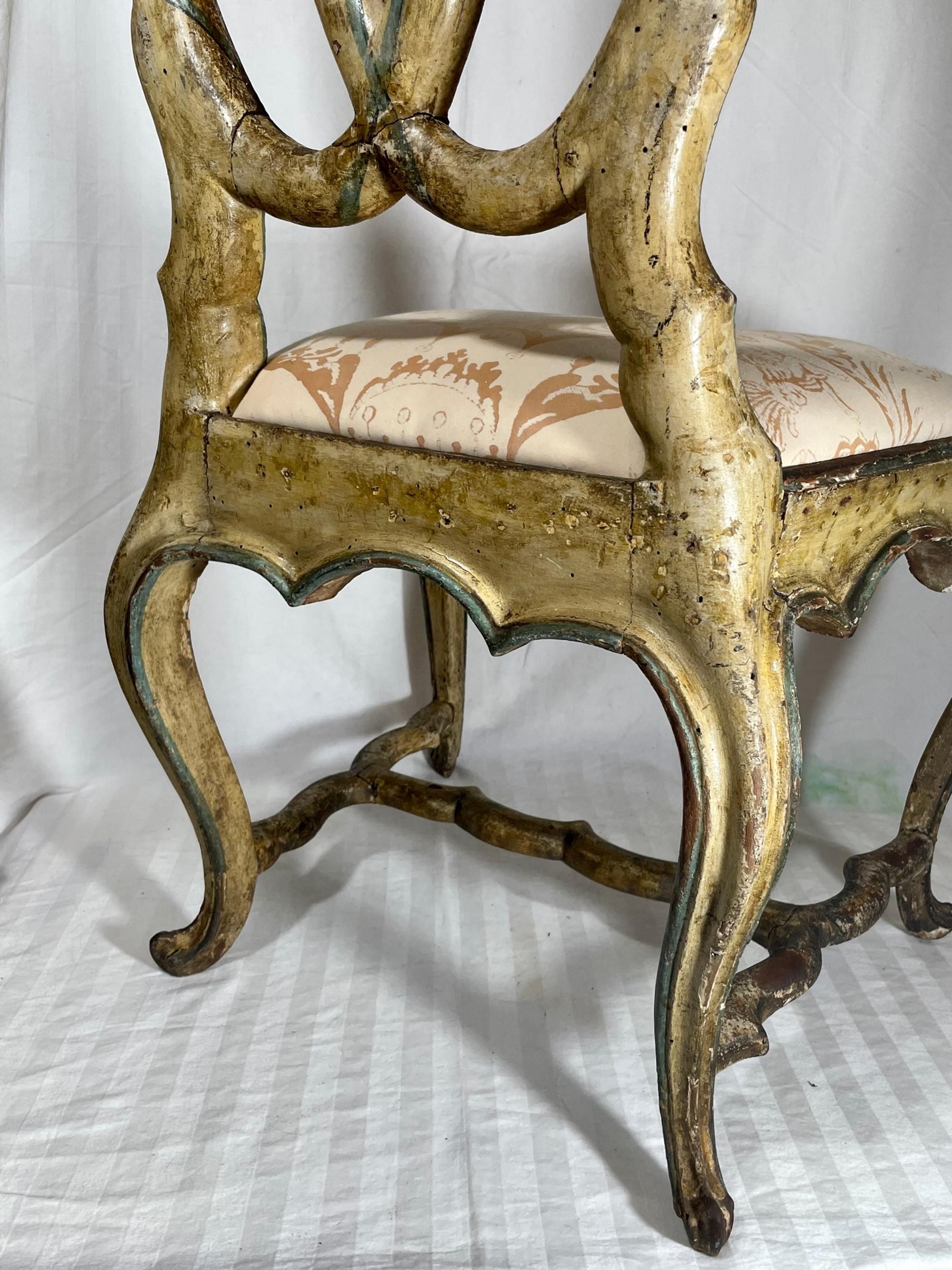 18th Century Venetian Polychrome Painted Rococo Side Chair 7