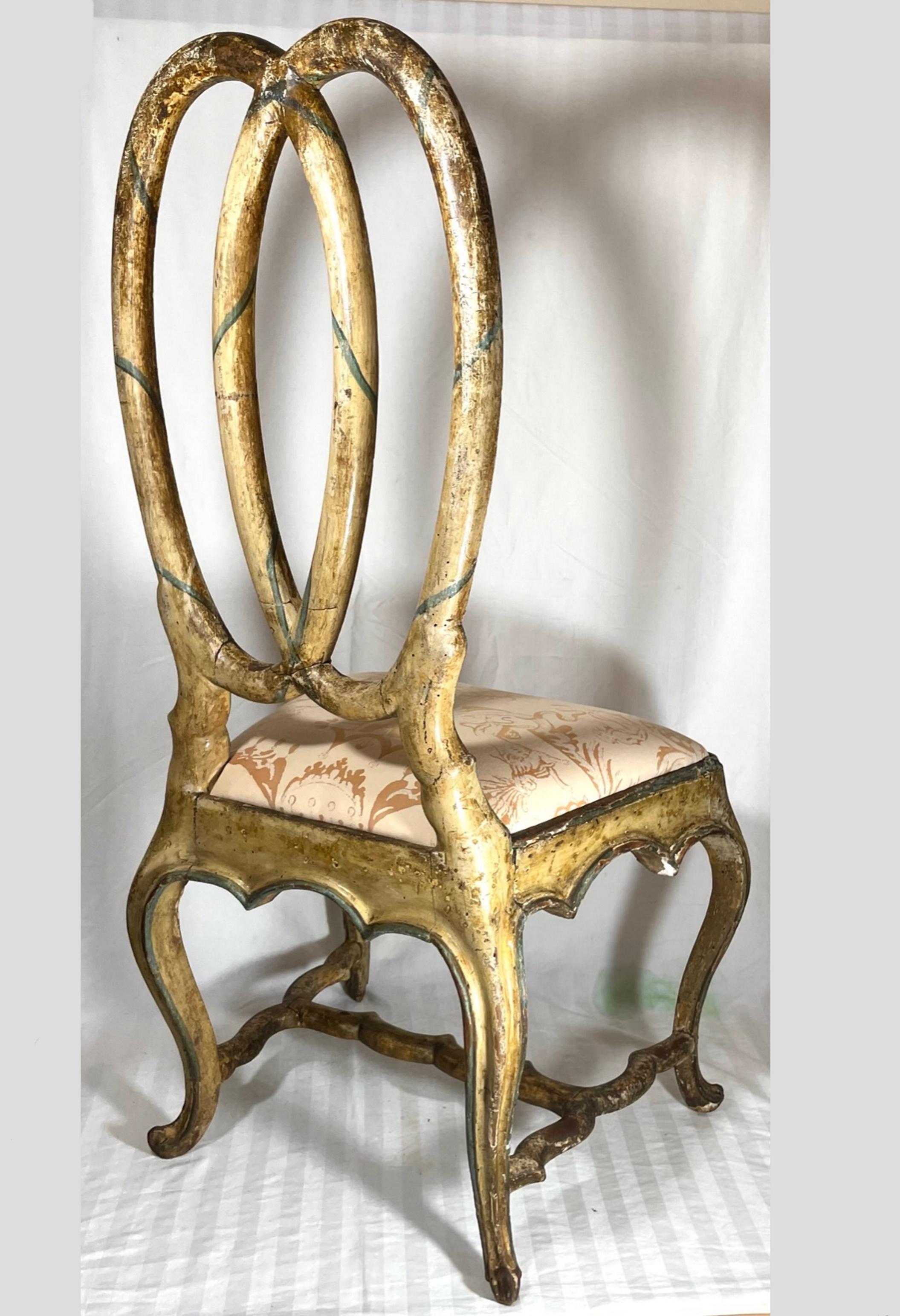 18th Century Venetian Polychrome Painted Rococo Side Chair In Good Condition In Vero Beach, FL
