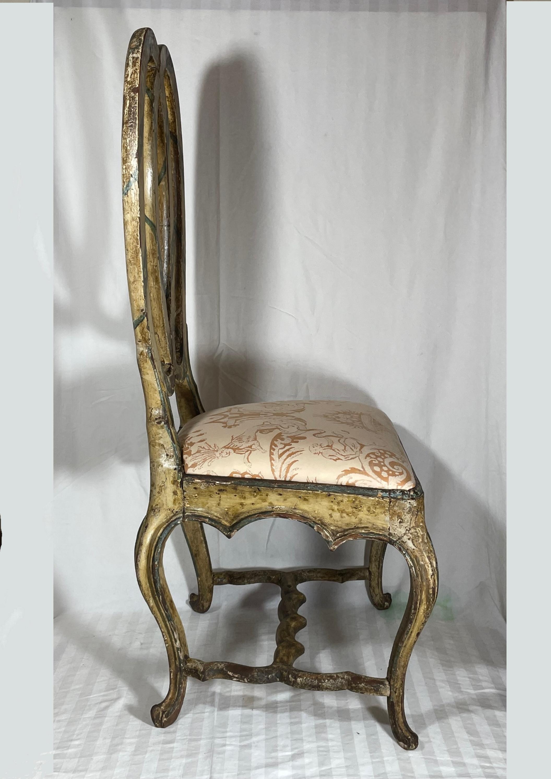 18th Century and Earlier 18th Century Venetian Polychrome Painted Rococo Side Chair