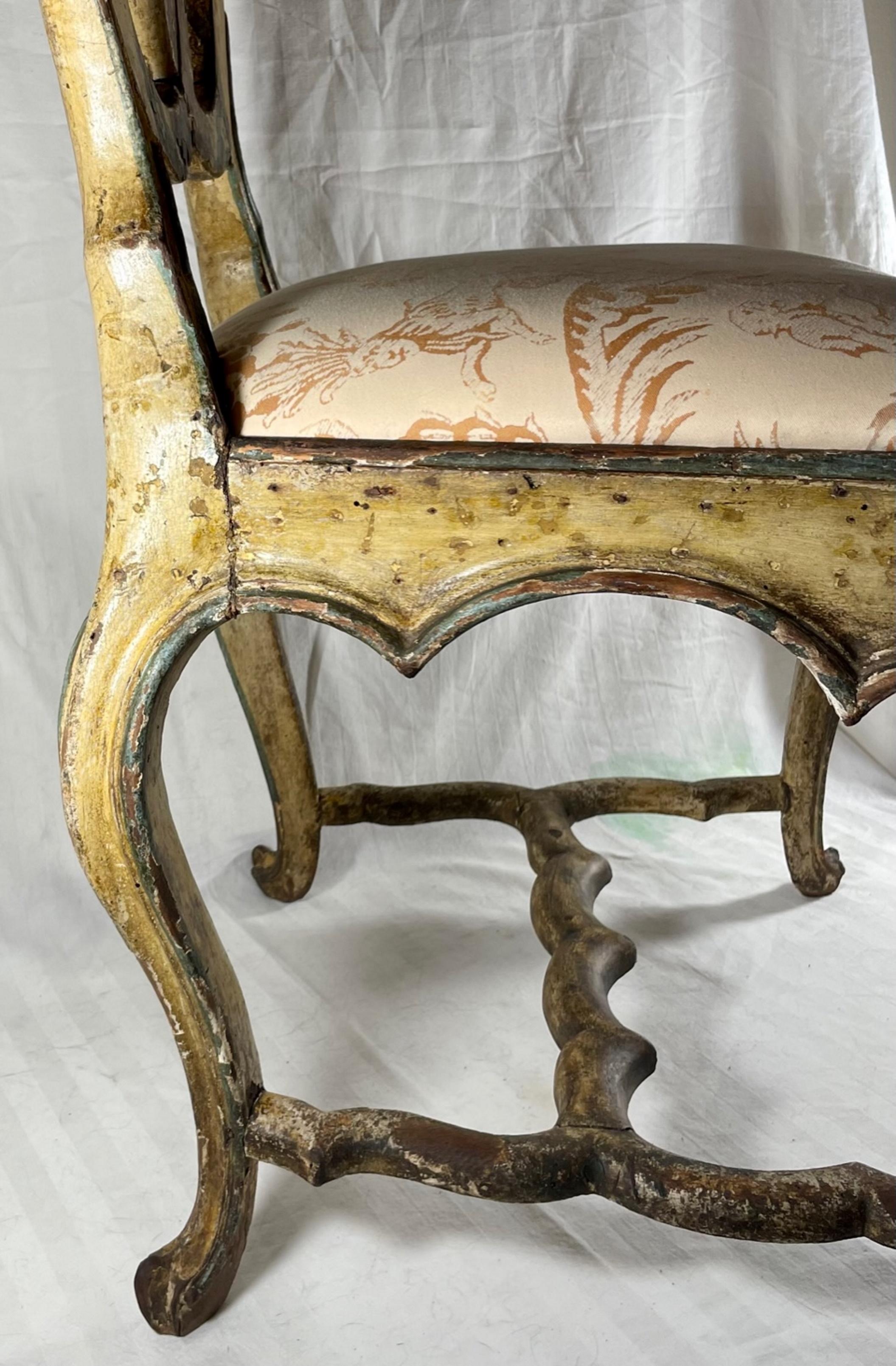 18th Century Venetian Polychrome Painted Rococo Side Chair 2