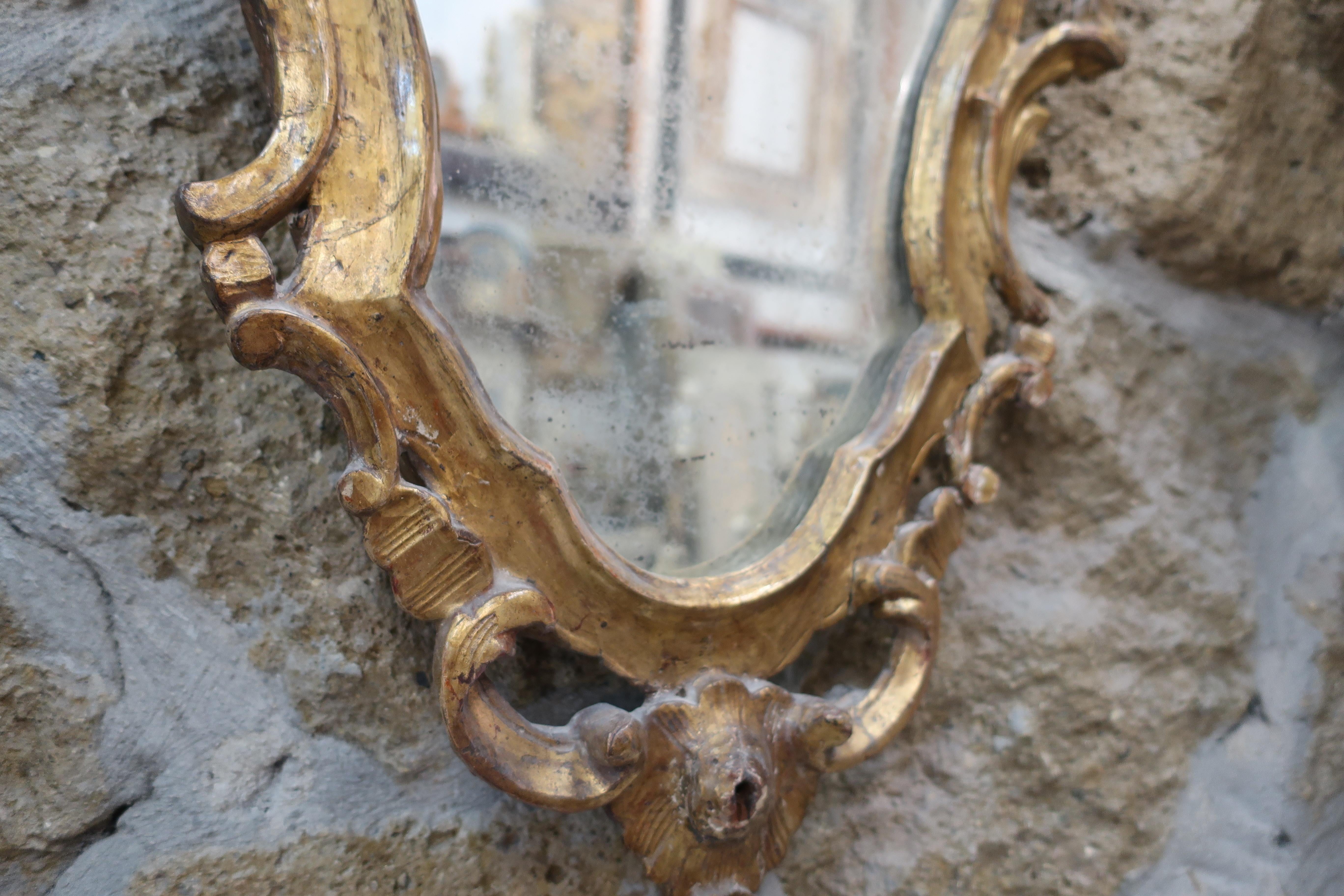 18th Century venetian Rococò gilded wood mirror in pure gold For Sale 3