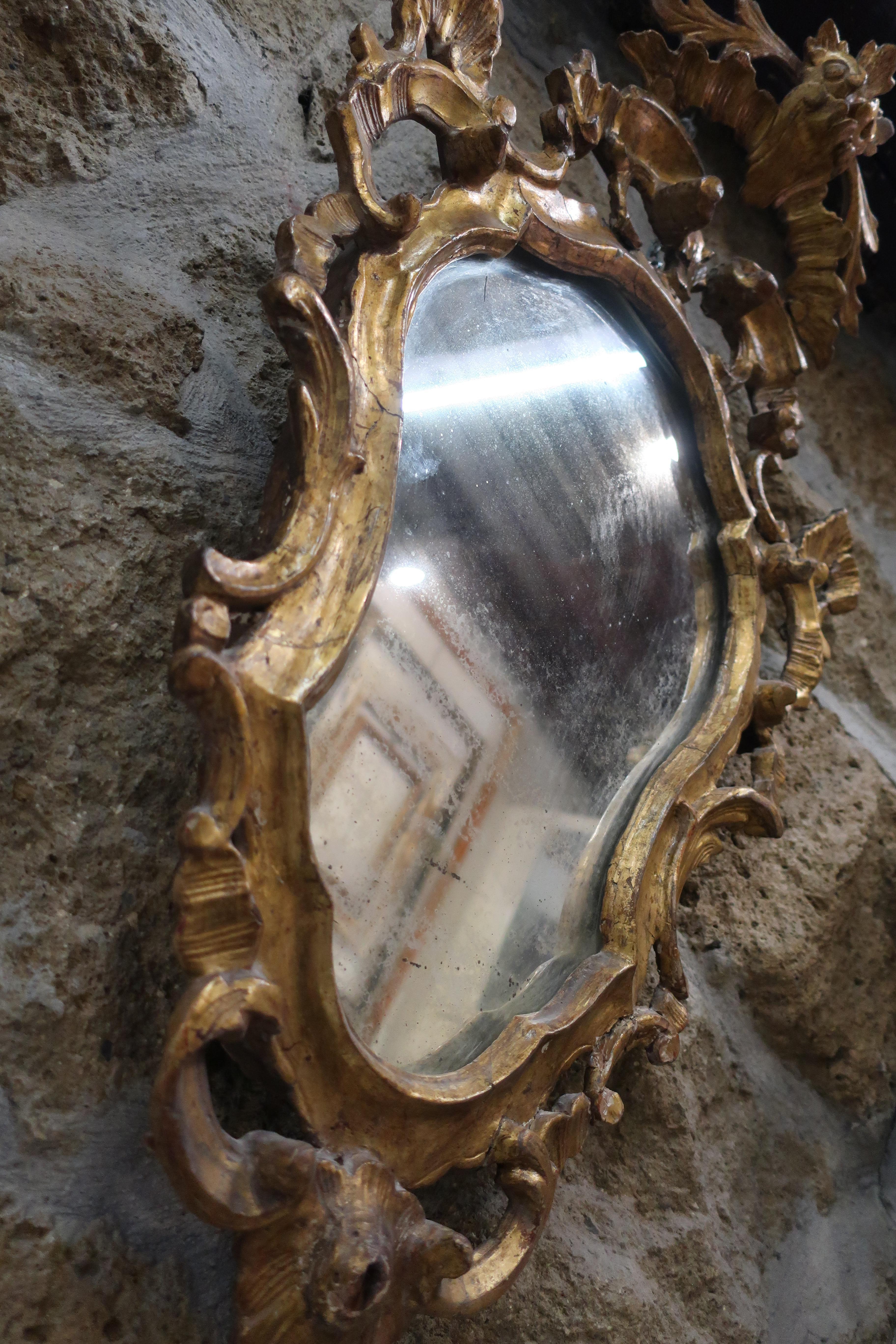 18th Century venetian Rococò gilded wood mirror in pure gold For Sale 7