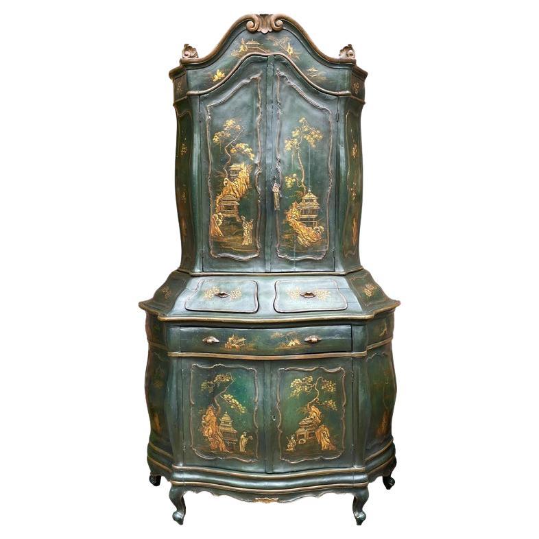 19th Century Venetian Rococo Lacquer Cabinet For Sale
