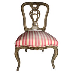 18th Century Venetian Rococo Polychrome and Gilded Chair