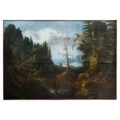 Großformatige italienische Landschaft im Barockstil des 18. Jahrhunderts, venezianische Schule