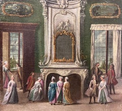 Figure eleganti del 18° secolo, periodo rococò italiano, in un ambiente interno sontuoso