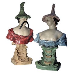 Bustes en bois sculpté de style vénitien du 18ème siècle, vers 1940 