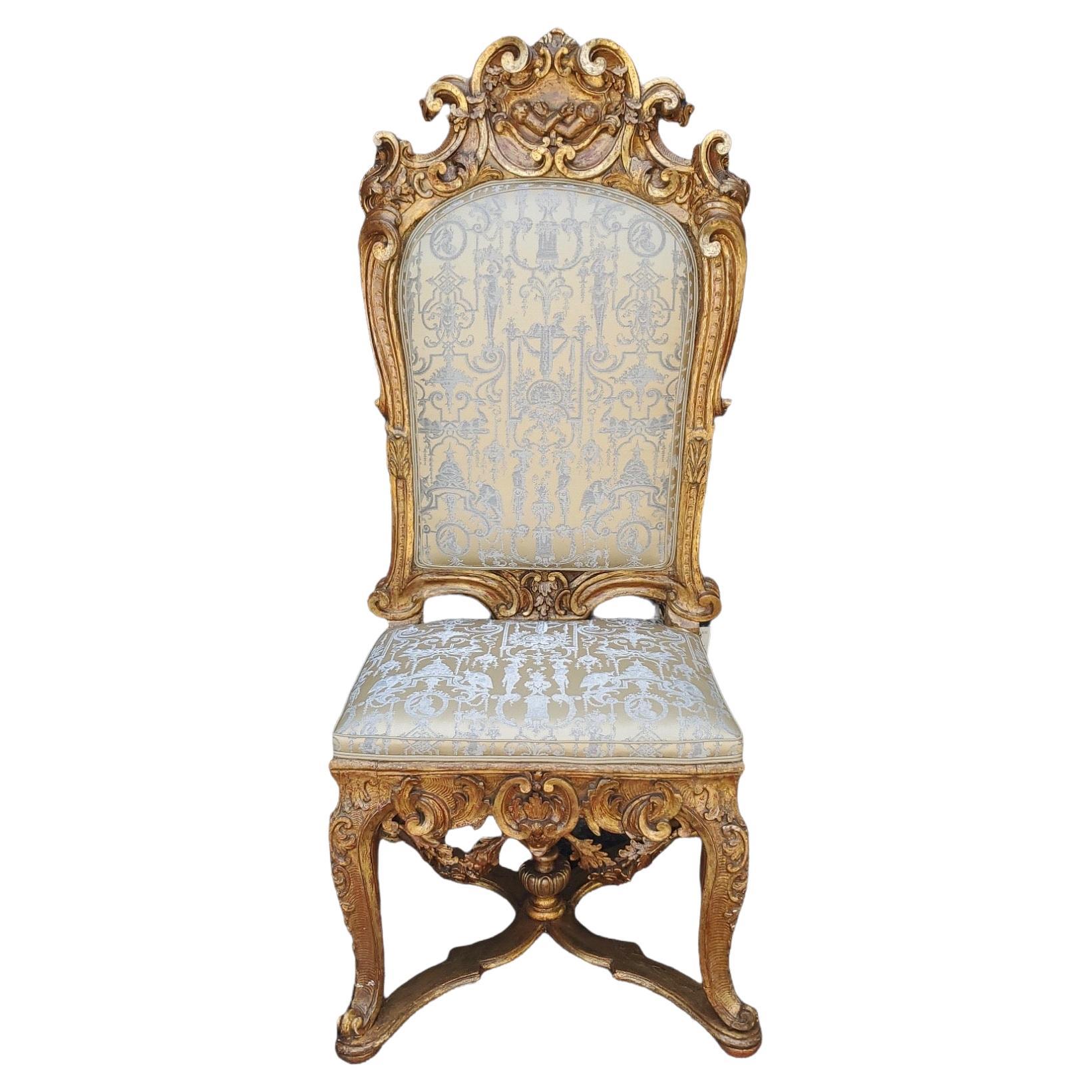 Chaise trône vénitienne du XVIIIe siècle en vente