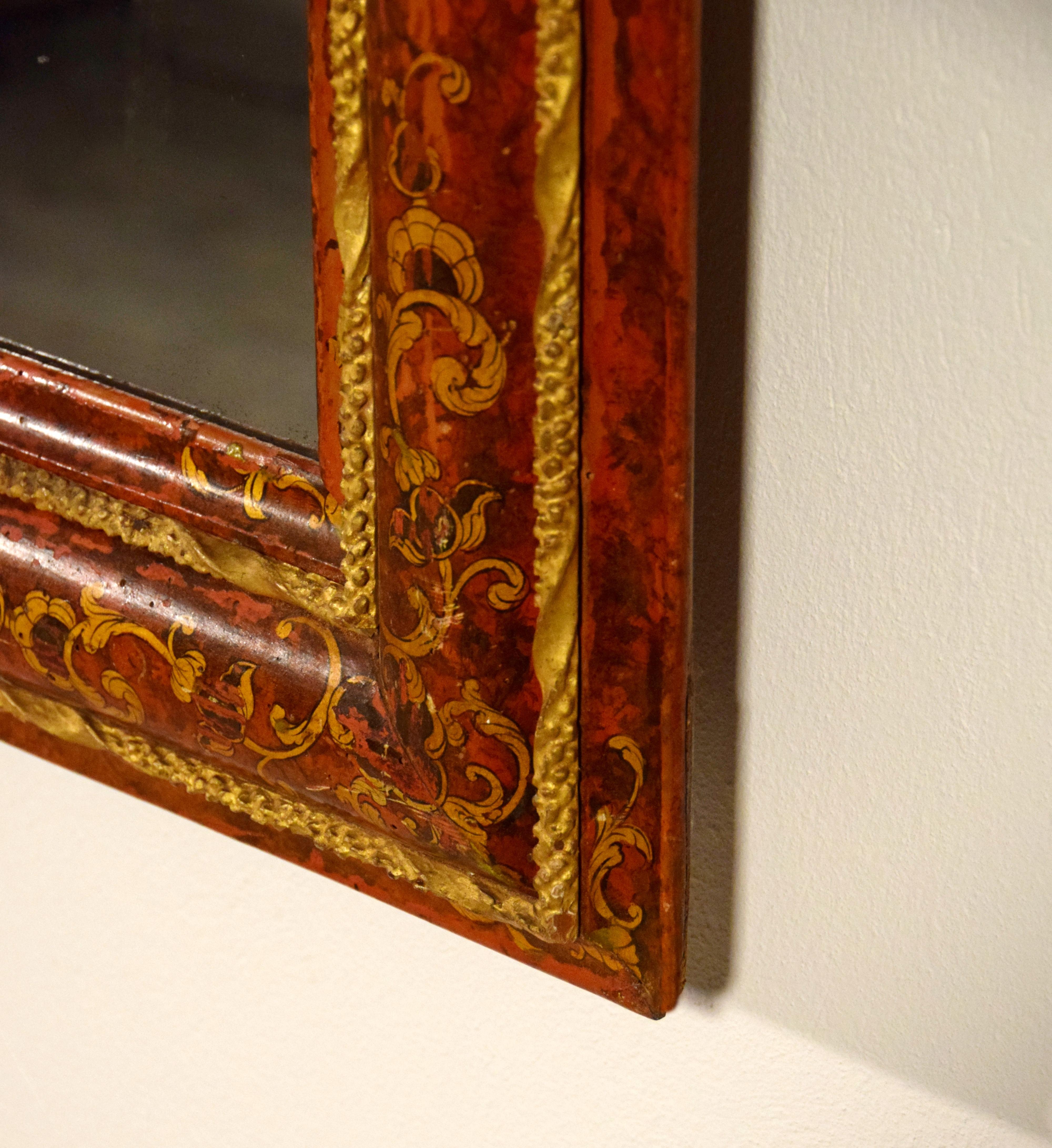 Venezianischer Holzspiegel aus dem 18. Jahrhundert, lackiert mit Chinoiserie im Angebot 12