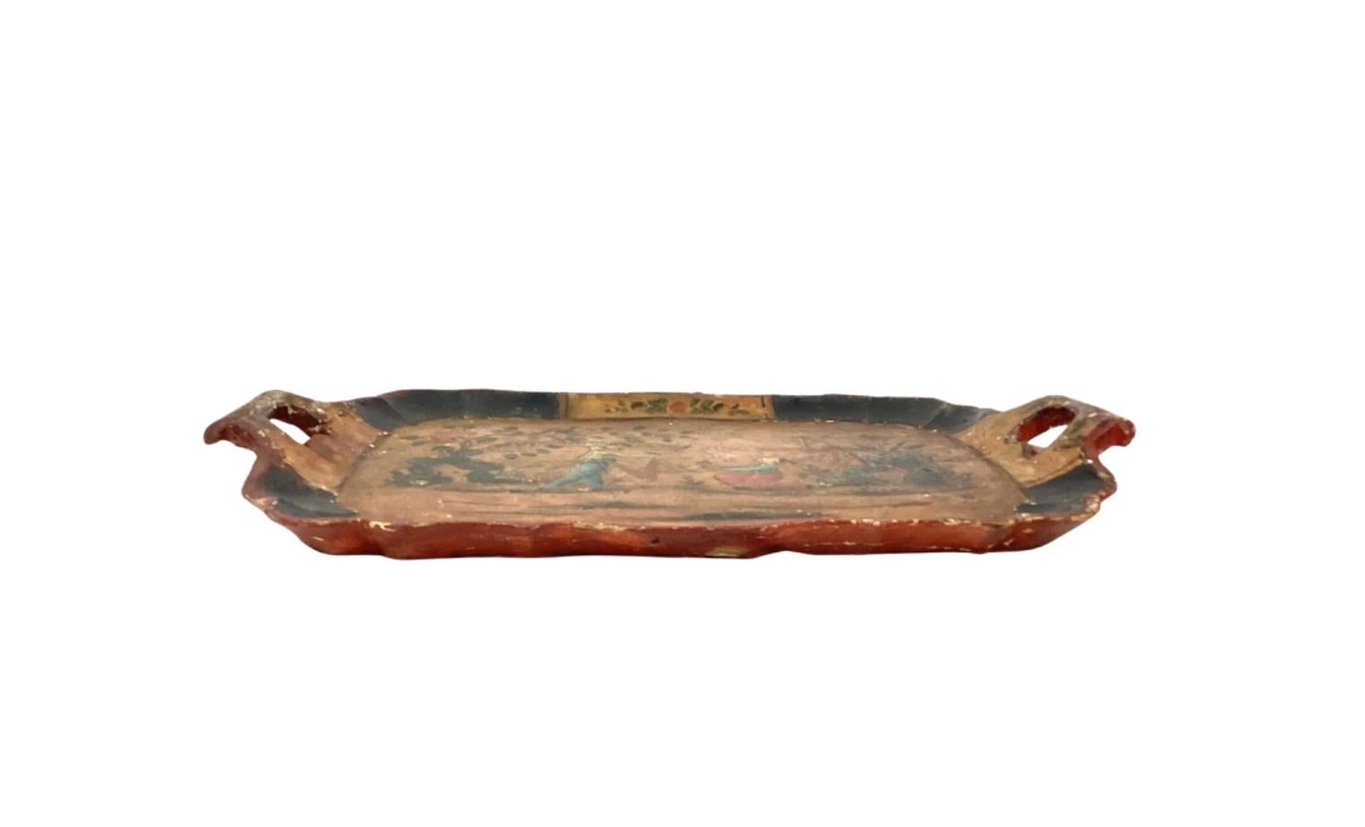 18th Century Venetian Wooden Tray In Good Condition For Sale In Bradenton, FL