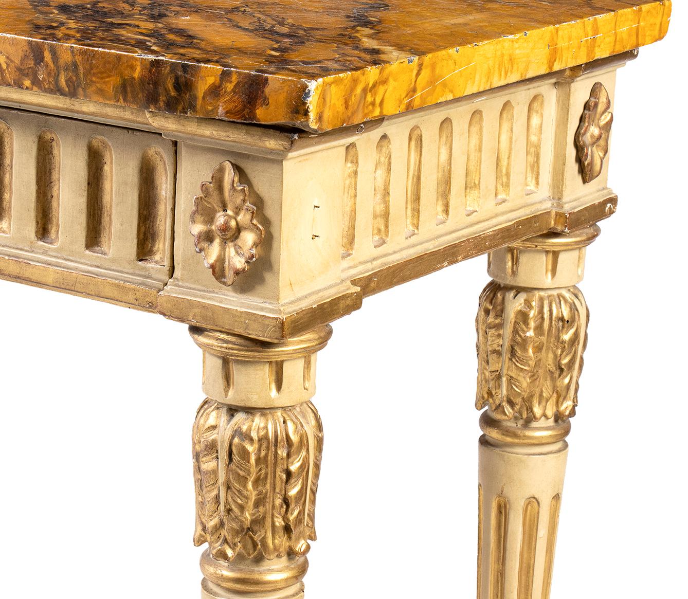 Late 18th Century 18th Century Venice Louis XVI Lacquered and gilded console table 