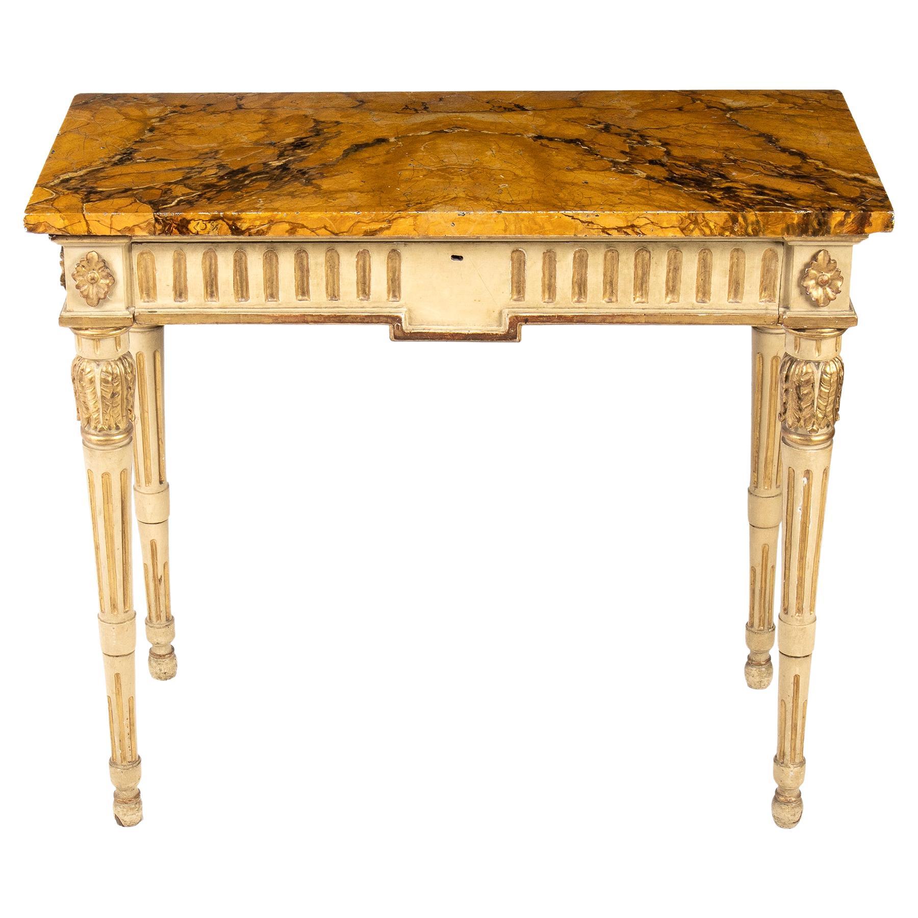 18th Century Venice Louis XVI Lacquered and gilded console table 