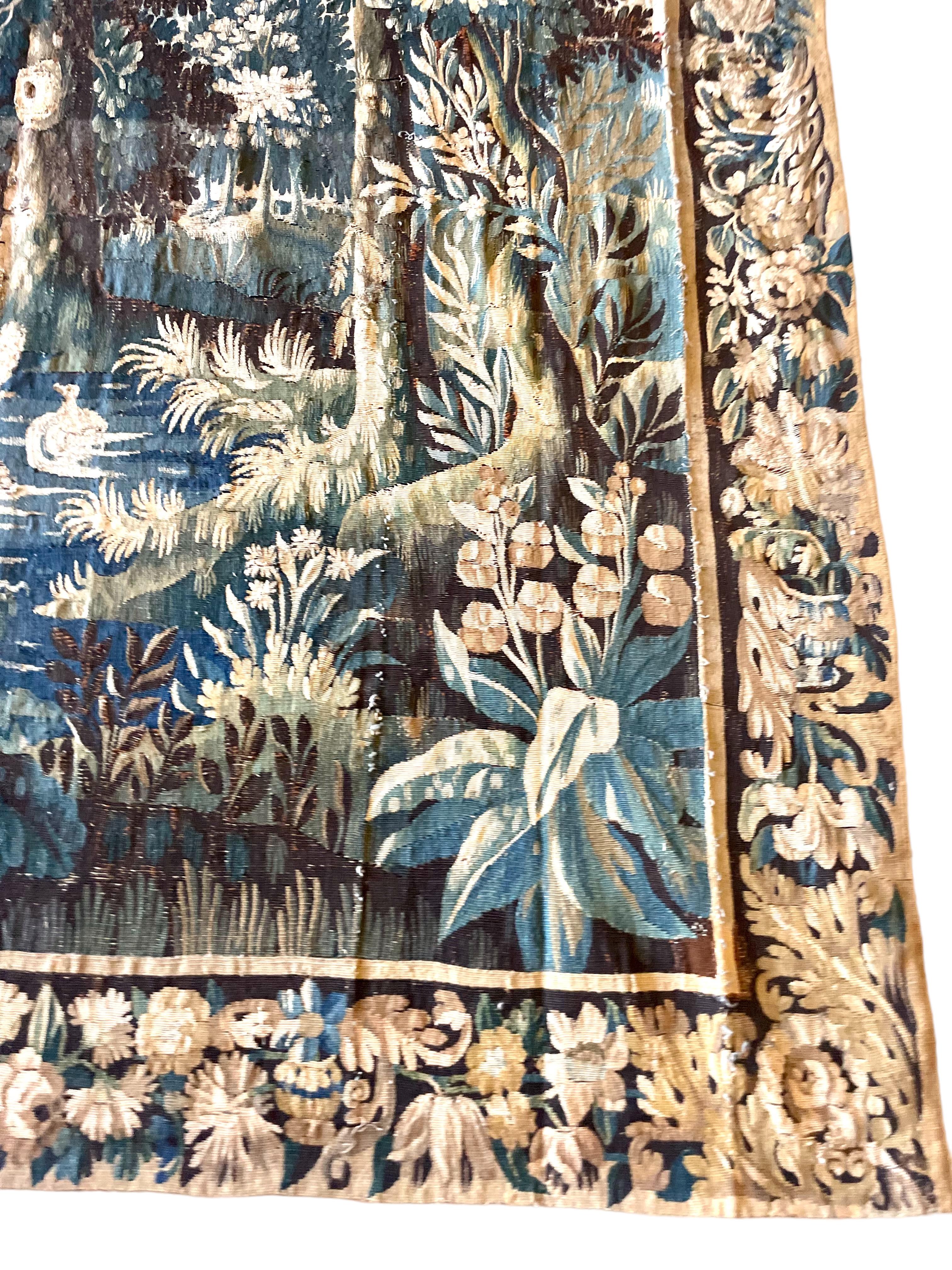 Französischer Aubusson-Wandteppich „Verdure“ aus dem 18. Jahrhundert (Wolle) im Angebot