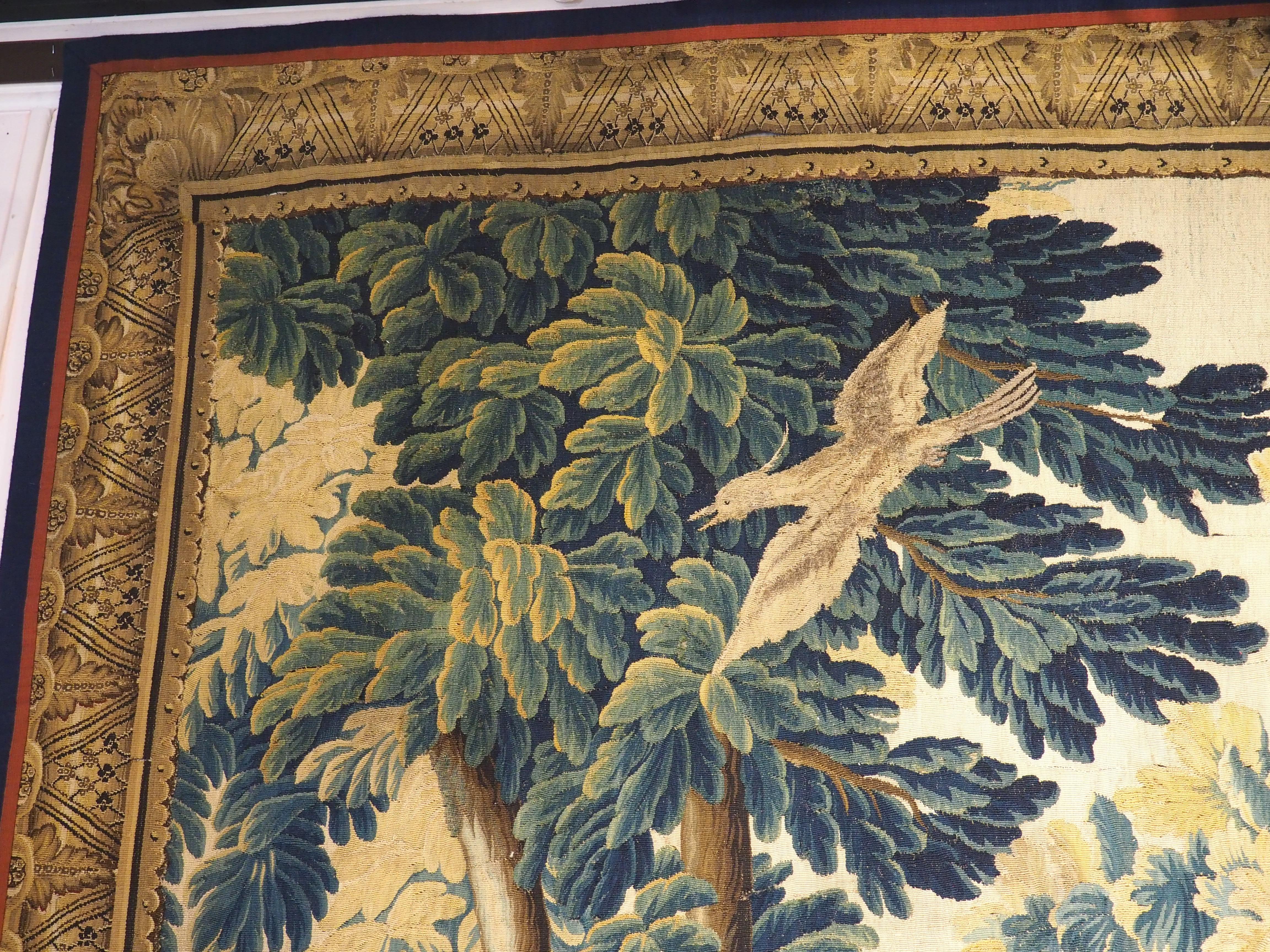 Verdure „Exotique“ Wandteppich aus Wolle und Seide aus Flandern, 18. Jahrhundert im Angebot 4