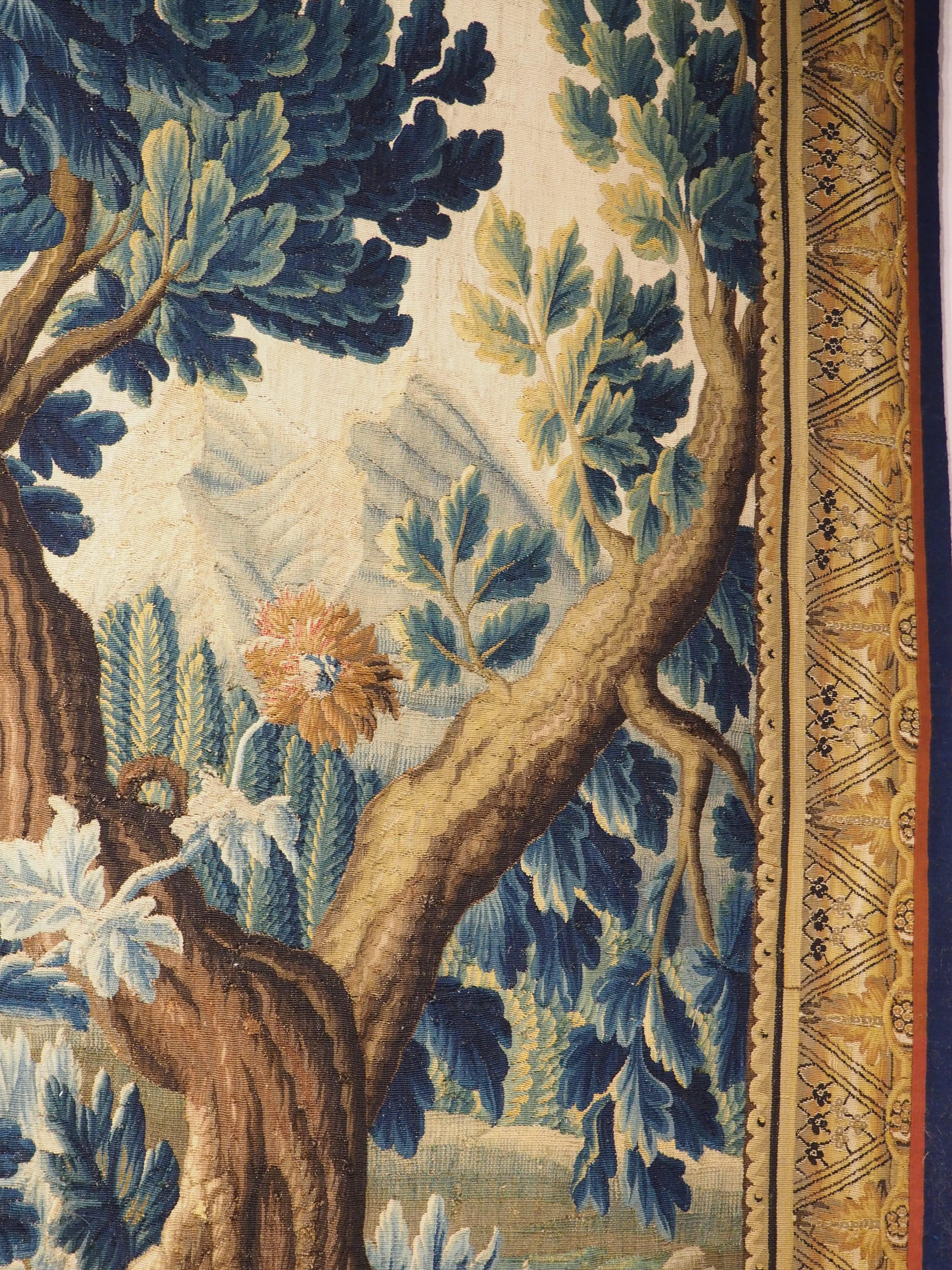 Verdure „Exotique“ Wandteppich aus Wolle und Seide aus Flandern, 18. Jahrhundert im Angebot 7