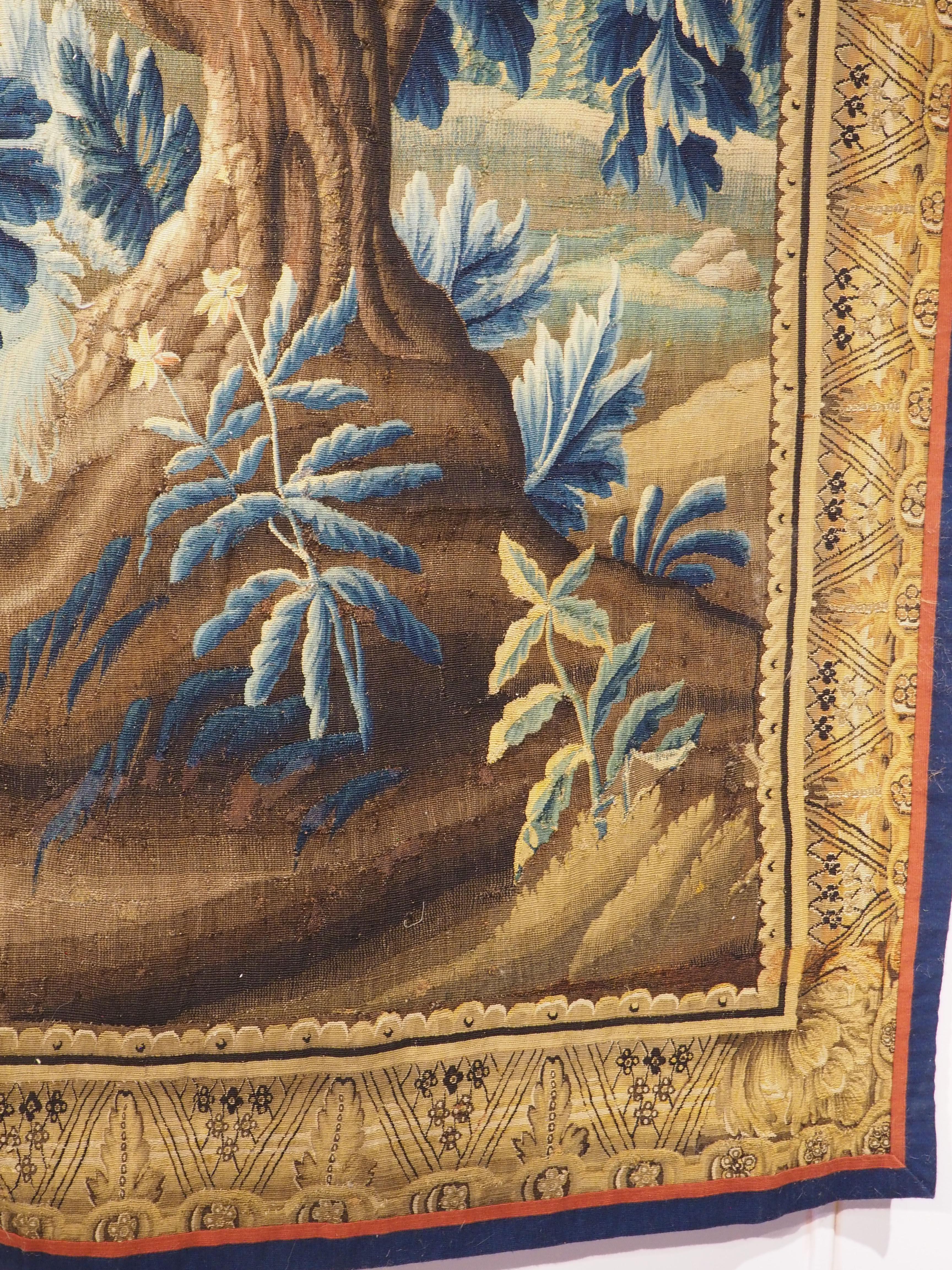 Verdure „Exotique“ Wandteppich aus Wolle und Seide aus Flandern, 18. Jahrhundert im Angebot 8