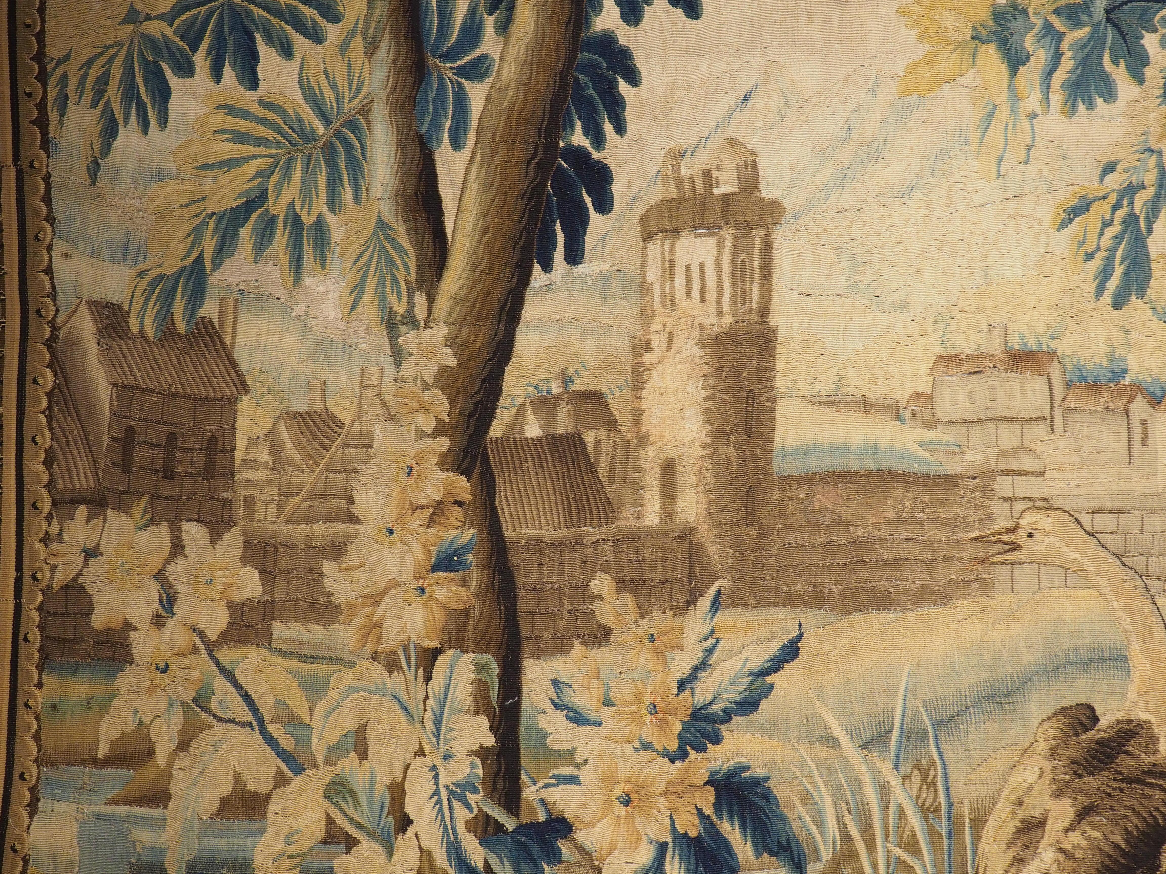 Verdure „Exotique“ Wandteppich aus Wolle und Seide aus Flandern, 18. Jahrhundert im Angebot 10