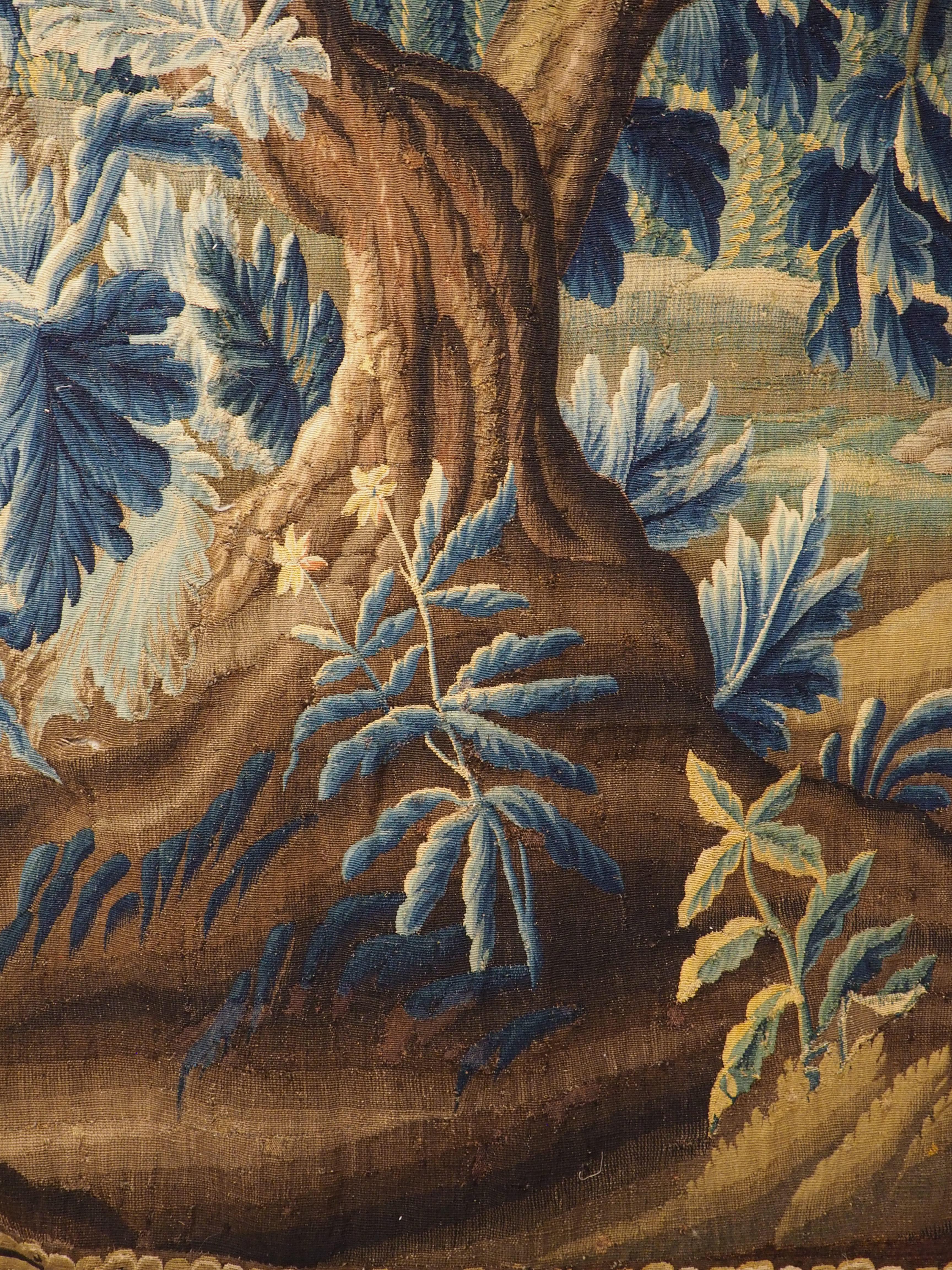 Verdure „Exotique“ Wandteppich aus Wolle und Seide aus Flandern, 18. Jahrhundert im Angebot 12