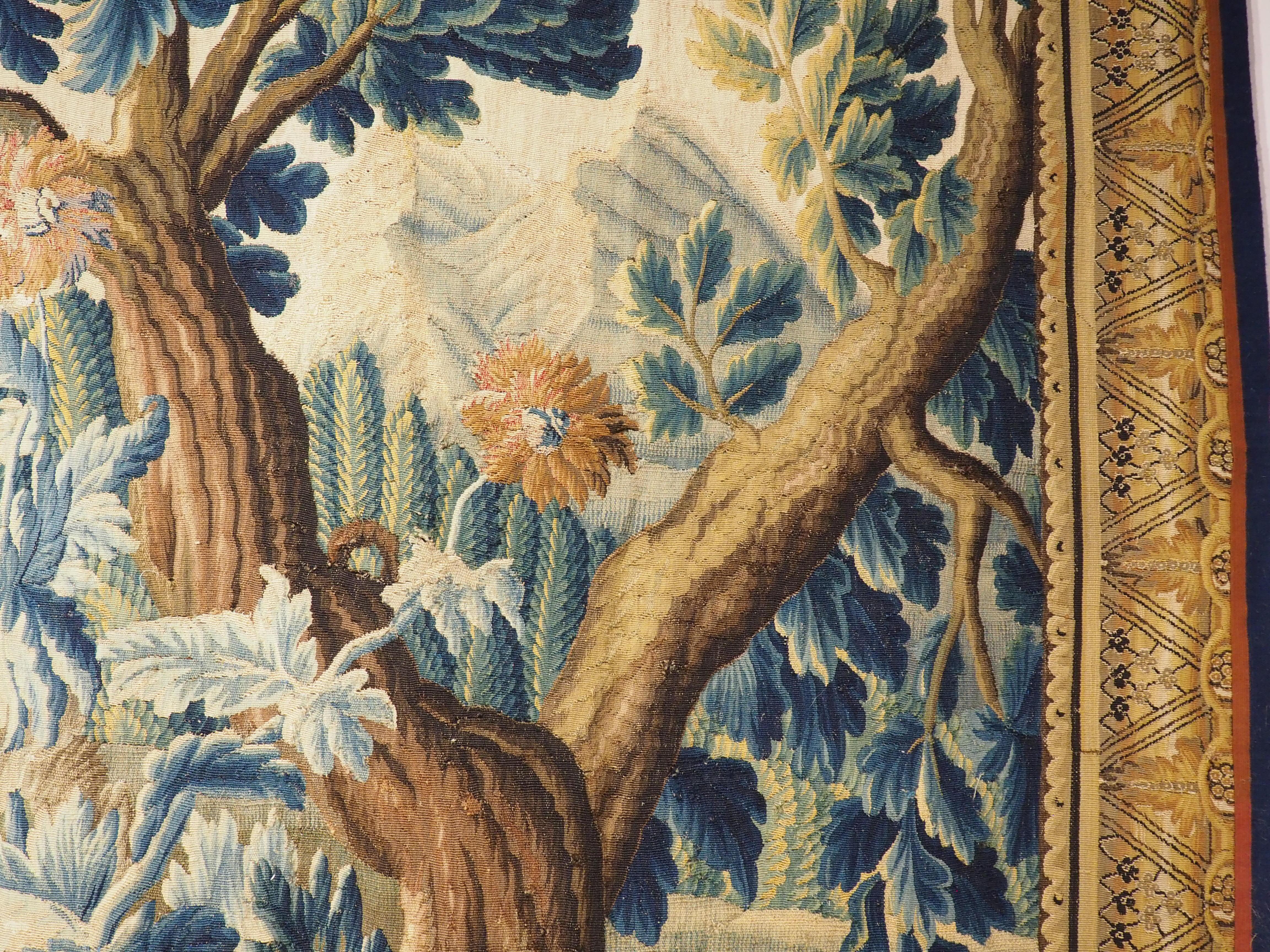 Verdure „Exotique“ Wandteppich aus Wolle und Seide aus Flandern, 18. Jahrhundert im Angebot 13