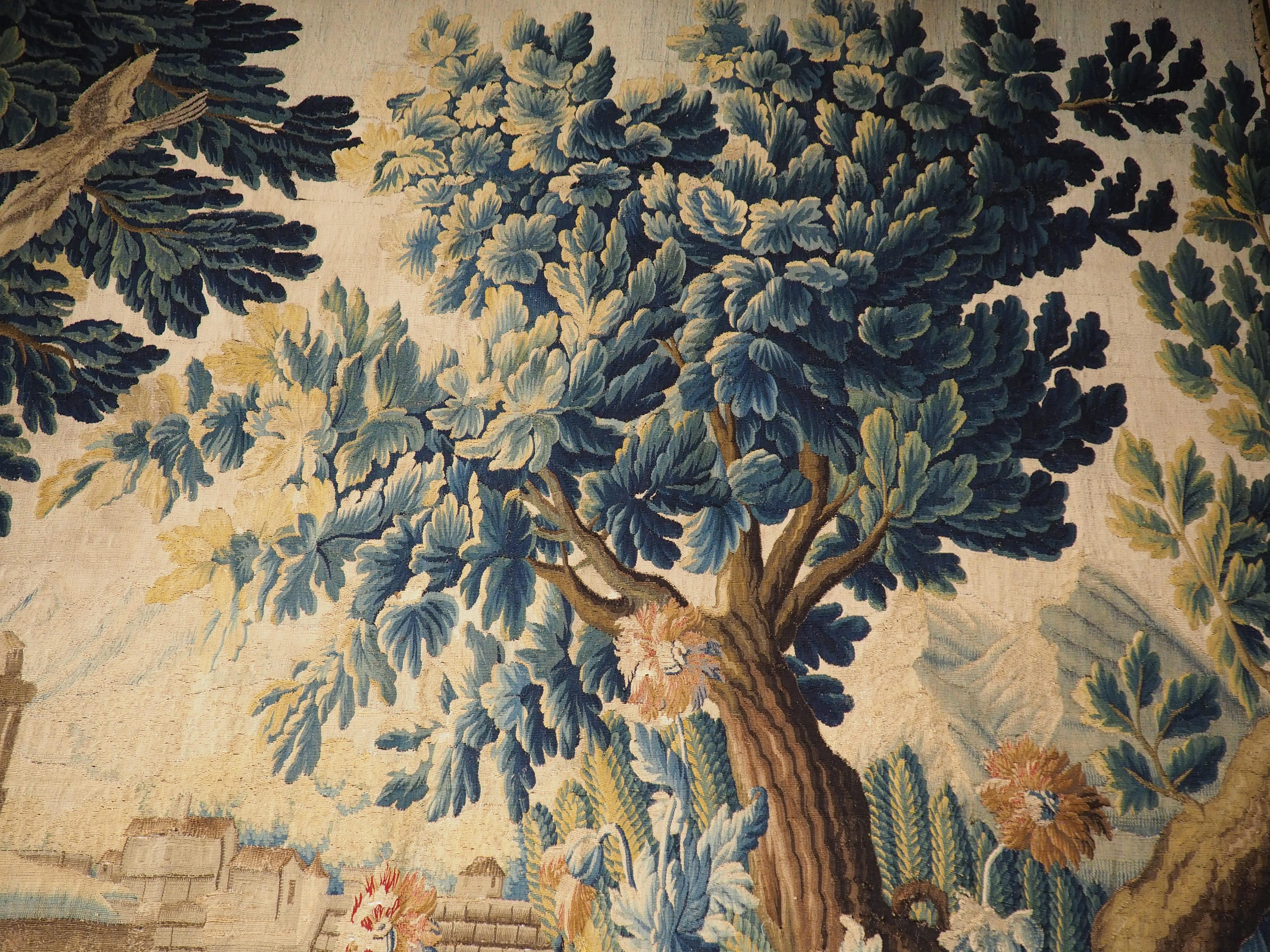Verdure „Exotique“ Wandteppich aus Wolle und Seide aus Flandern, 18. Jahrhundert im Angebot 14