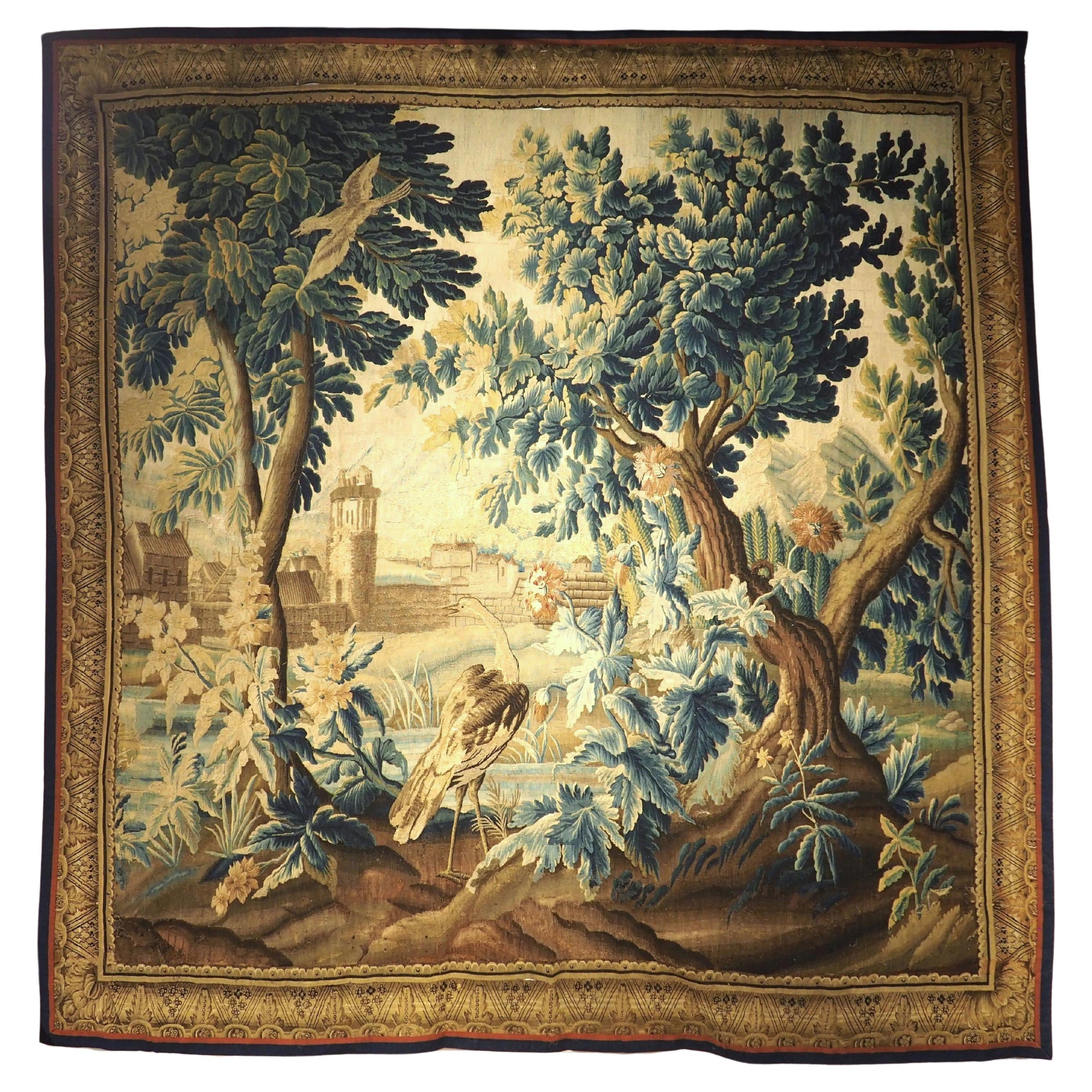 18th Century Verdure "Exotique" Wool and Silk Tapestry from Flanders