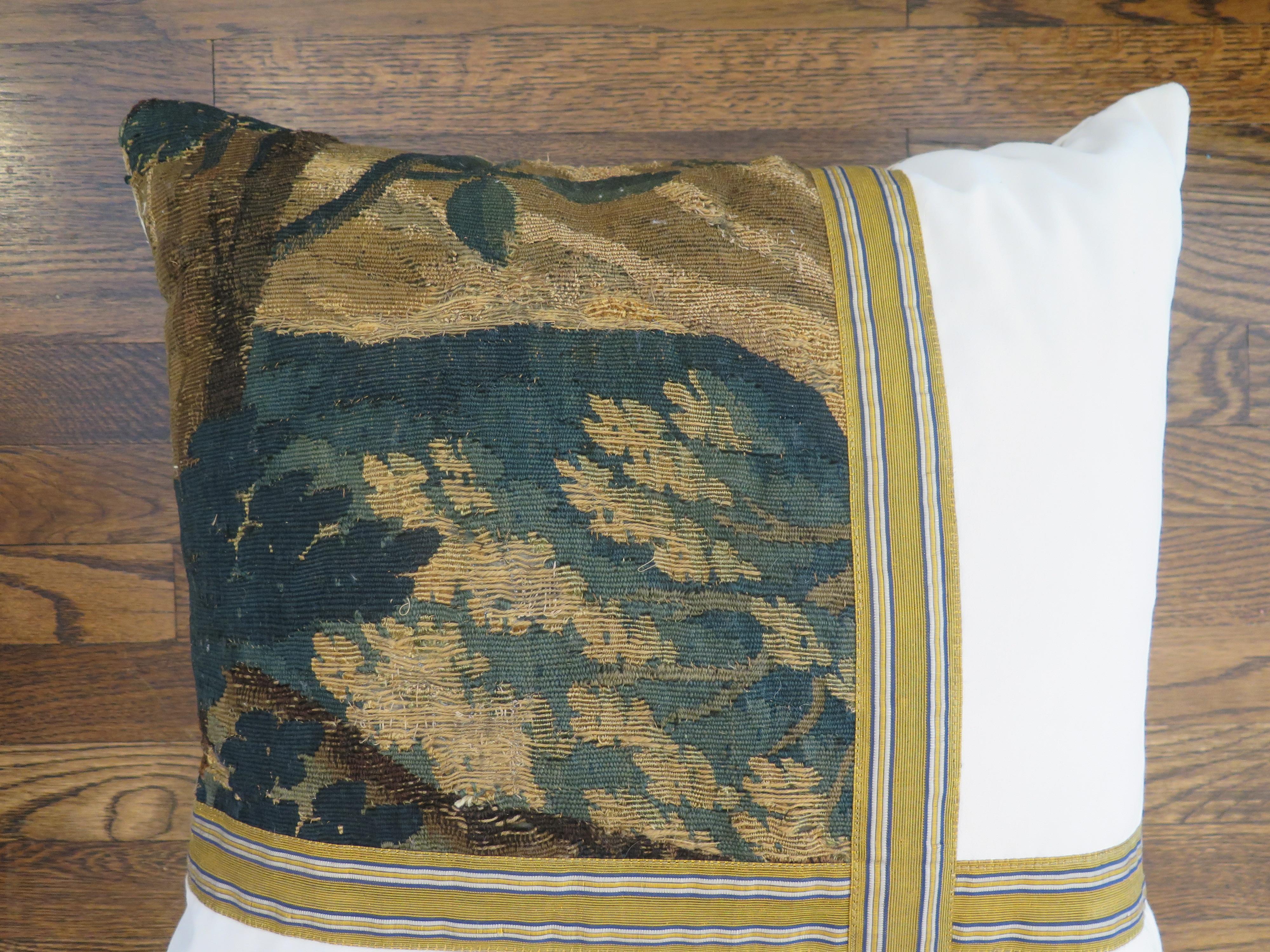 Maison Maison 18th Century Verdure Tapestry Fragment Pillow In Excellent Condition For Sale In Houston, TX