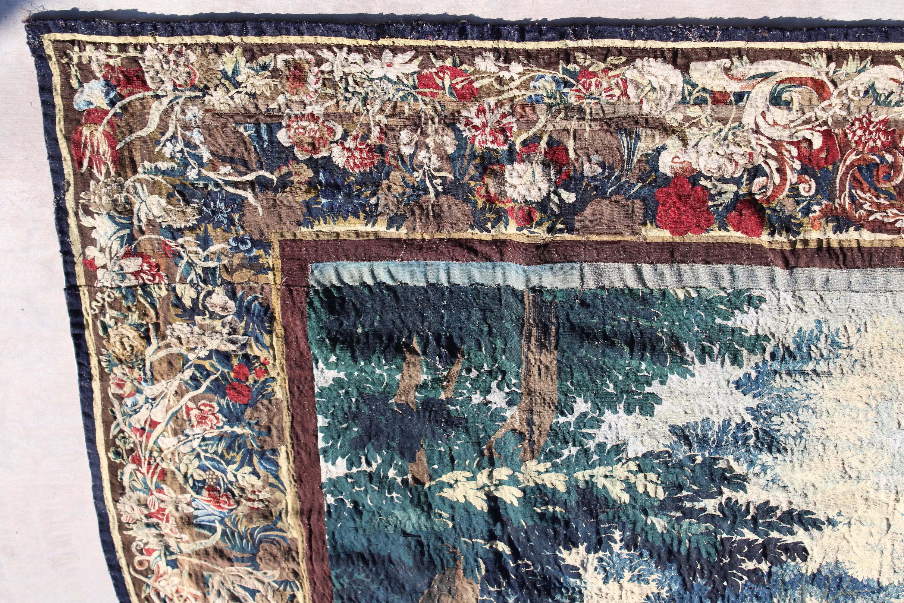 French 18th century Verdure Tapestry  For Sale