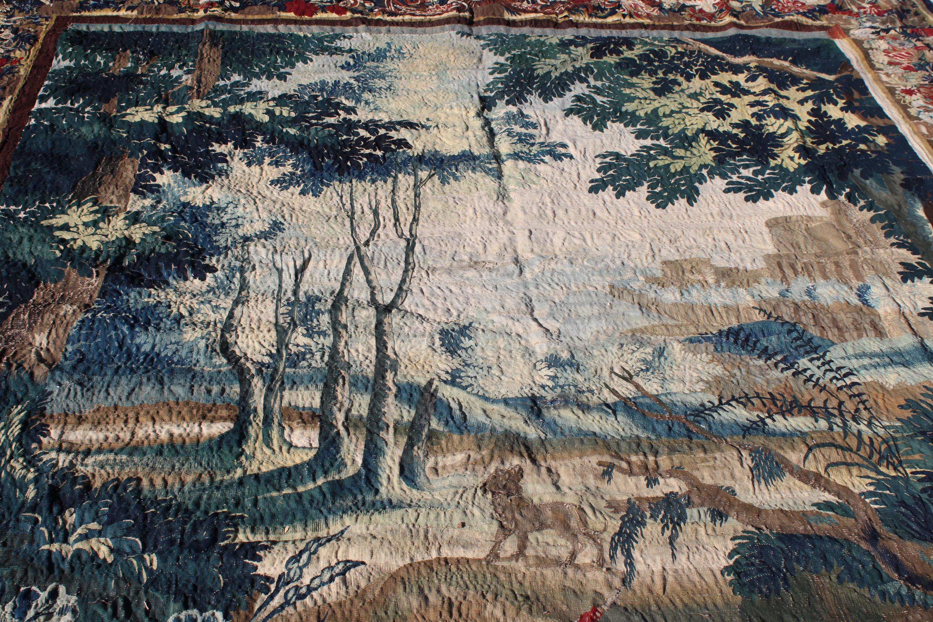 Fabric 18th century Verdure Tapestry  For Sale