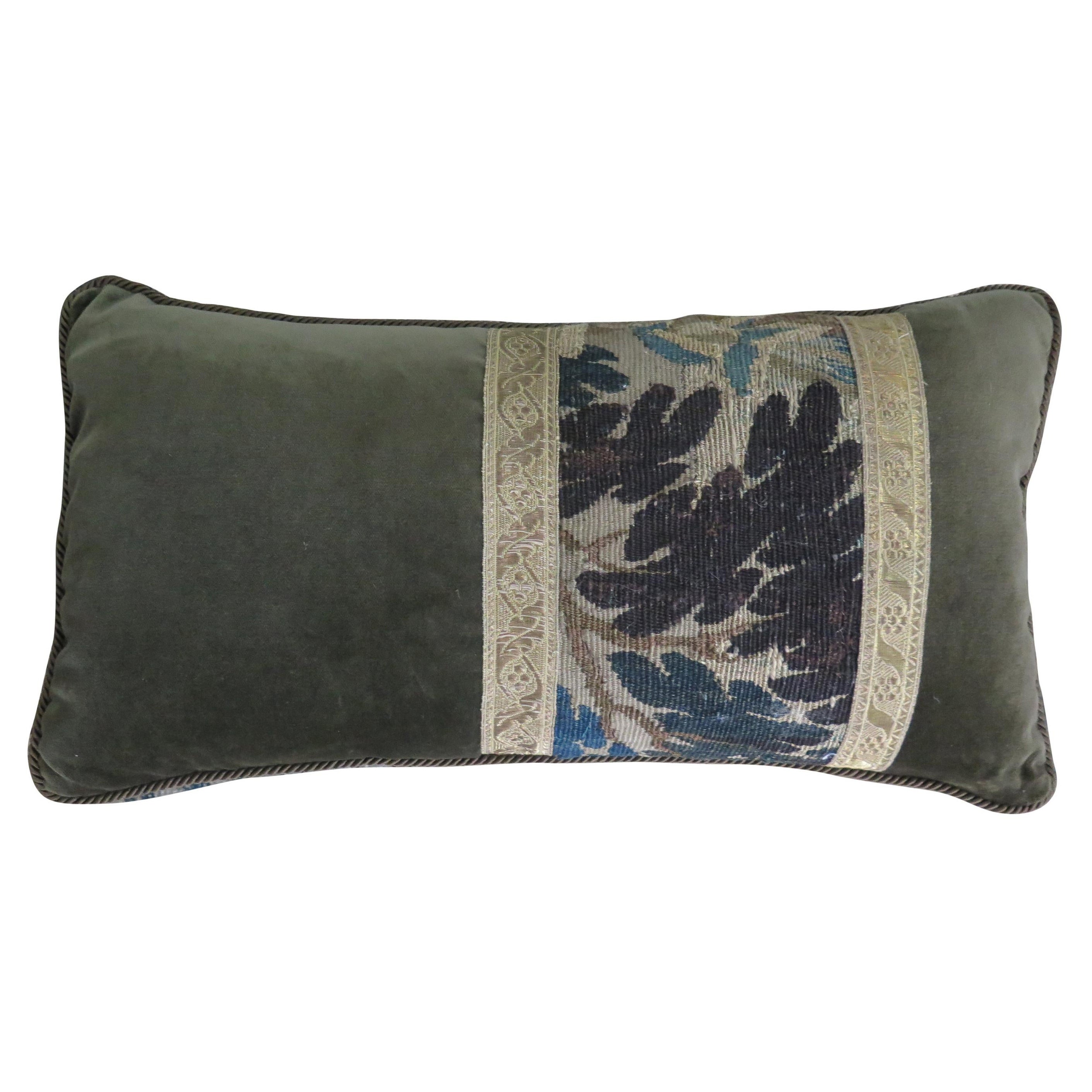 18th Century Verdure Tapestry Fragment Pillow For Sale