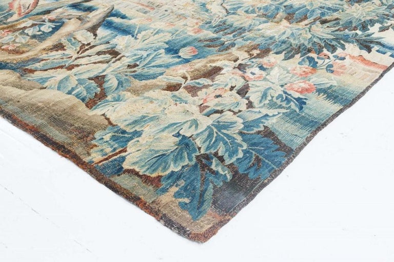 Authentic 18th Century Verdure Tapestry 'Fragment' Rug For Sale 2