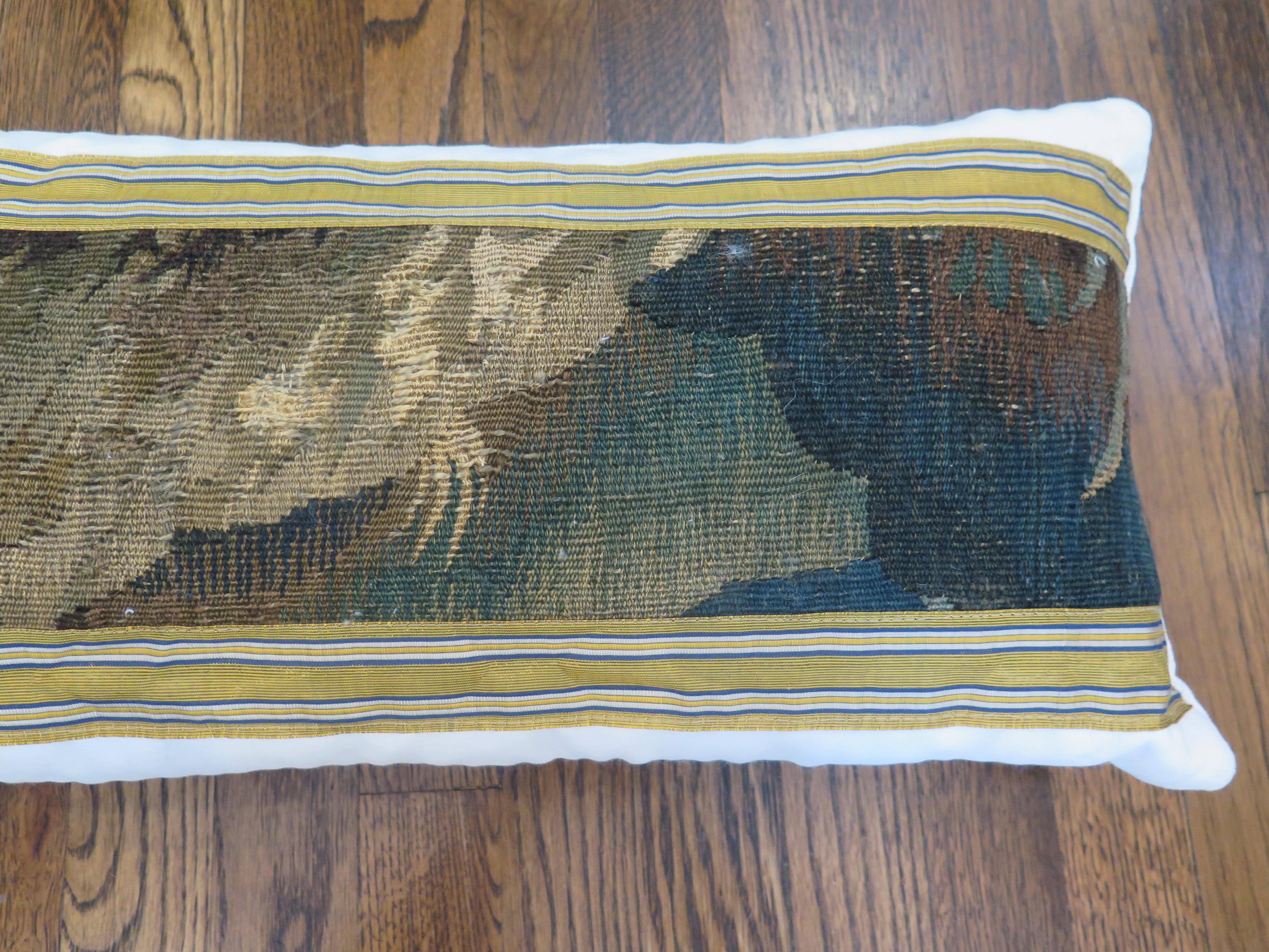 18th Century Verdure Tapestry Fragment Pillow In Excellent Condition In Houston, TX