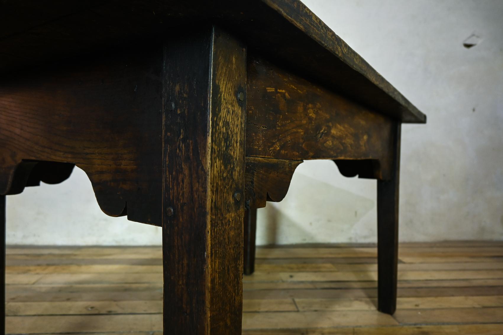 A Small 18th Century Vernacular Oak Country Farmhouse Table For Sale 1