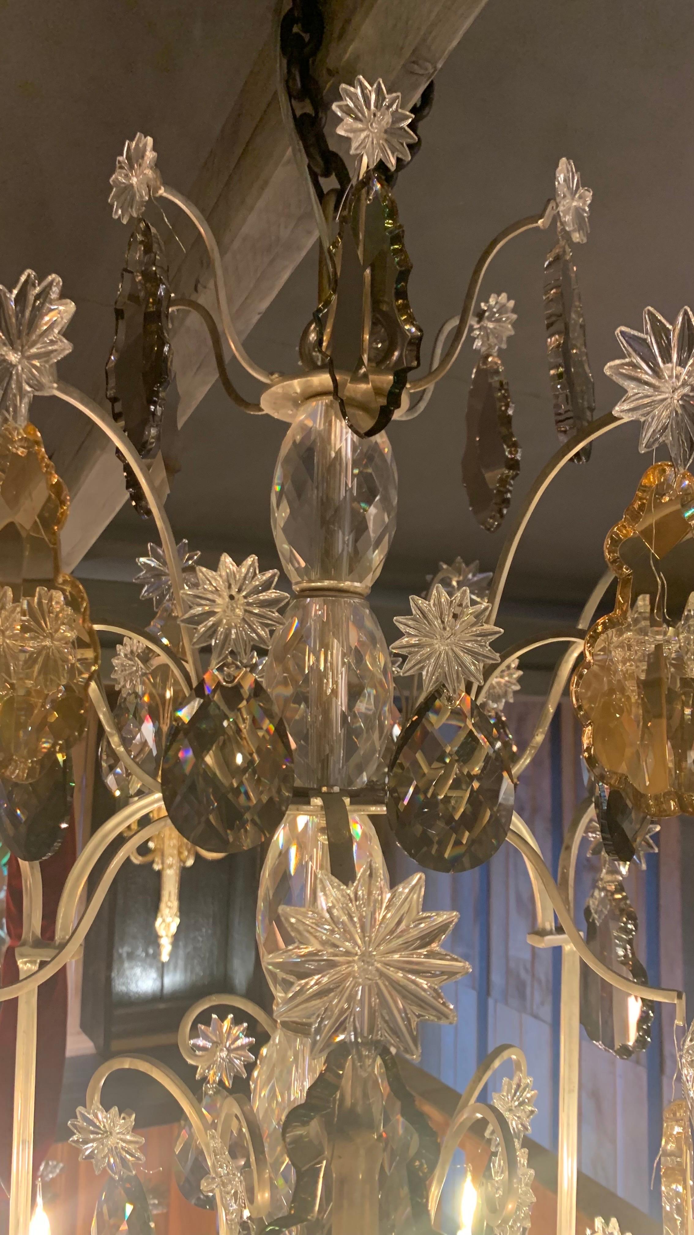 18th Century Versailles Chandelier with 12 Lights in Bronze and Silver In Excellent Condition For Sale In SAINT-OUEN-SUR-SEINE, FR