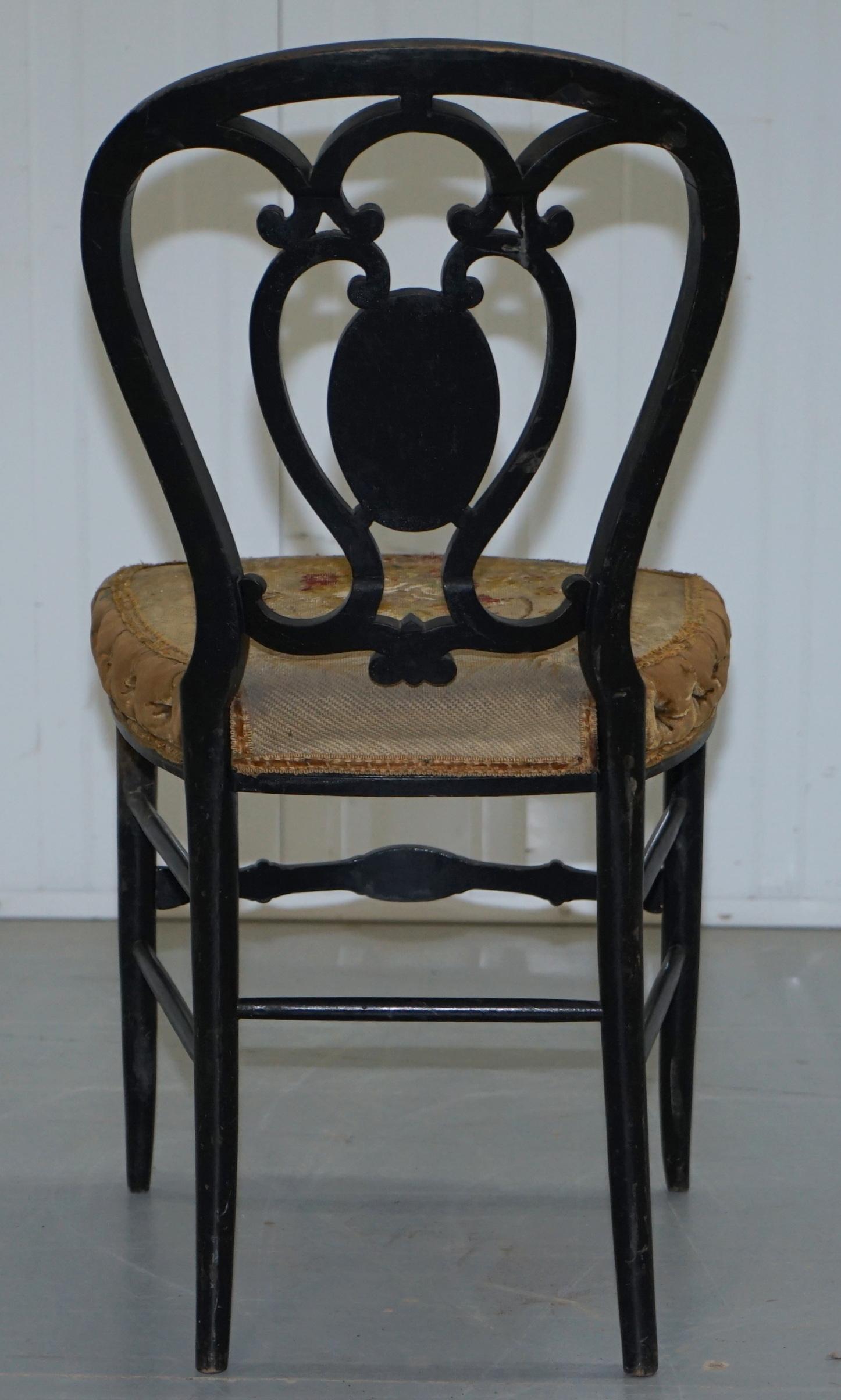 18th Century Very Rare Early Georgian Hand Painted Chinoiserie Ebonized Chair 8