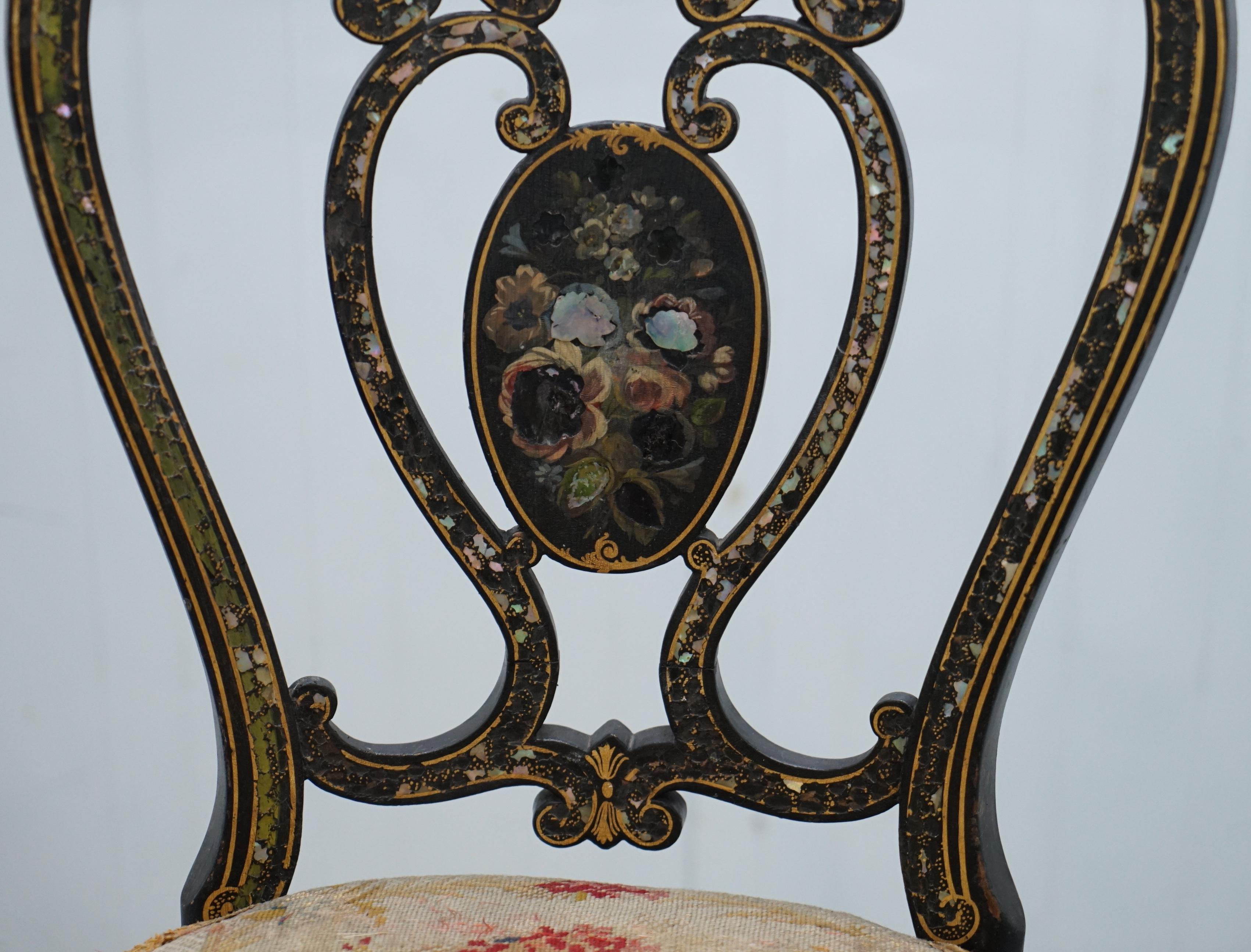 Fruitwood 18th Century Very Rare Early Georgian Hand Painted Chinoiserie Ebonized Chair