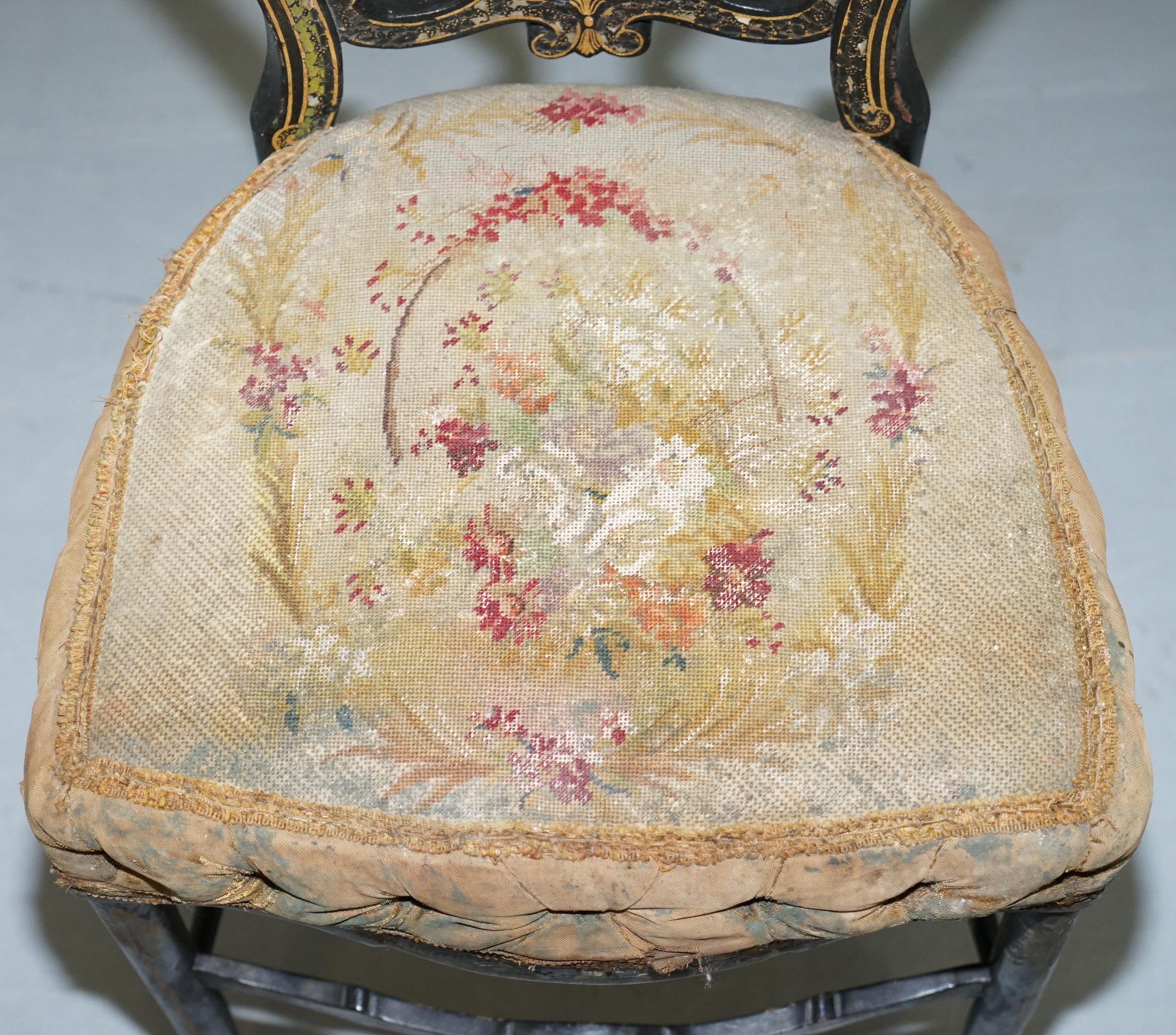 18th Century Very Rare Early Georgian Hand Painted Chinoiserie Ebonized Chair 1