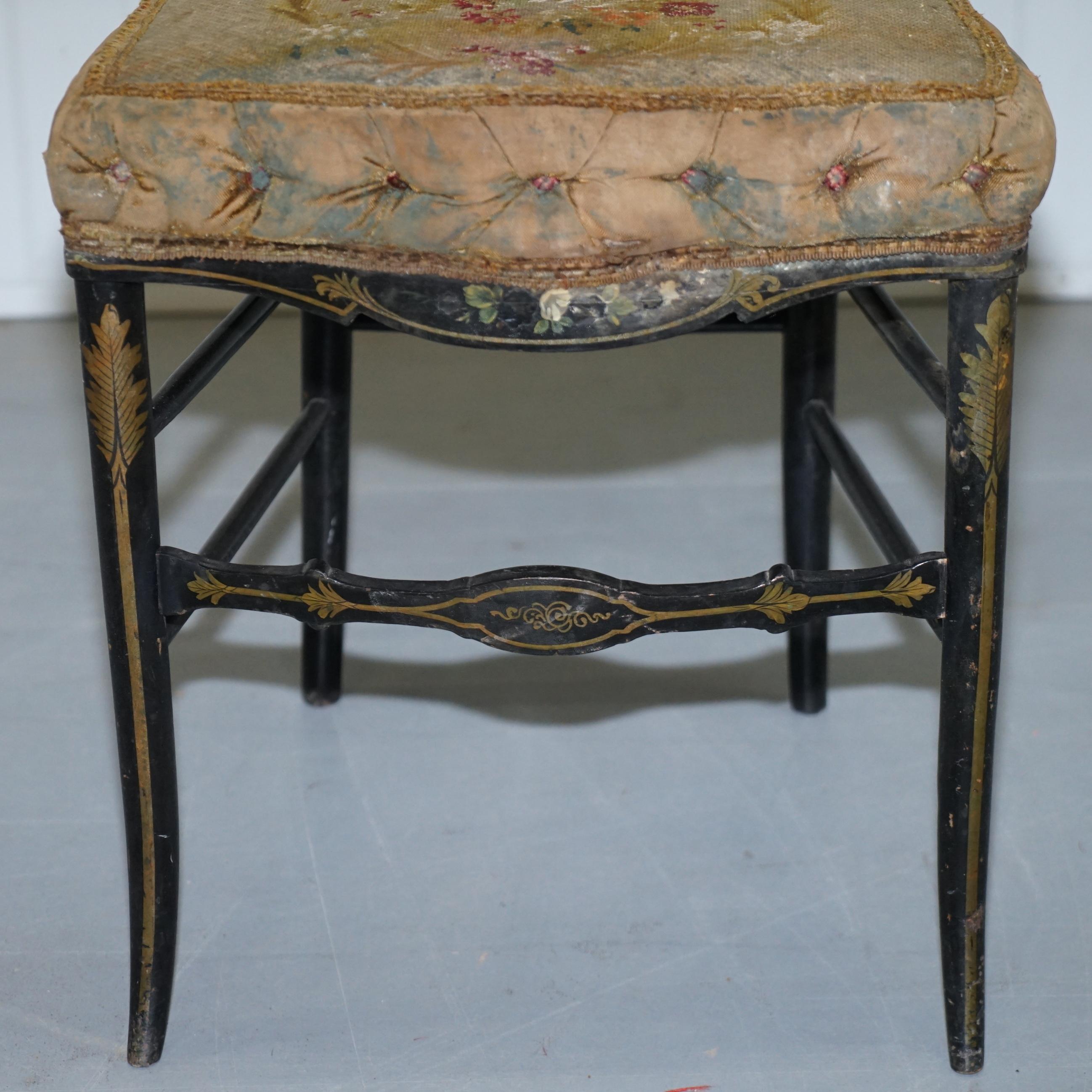 18th Century Very Rare Early Georgian Hand Painted Chinoiserie Ebonized Chair 3