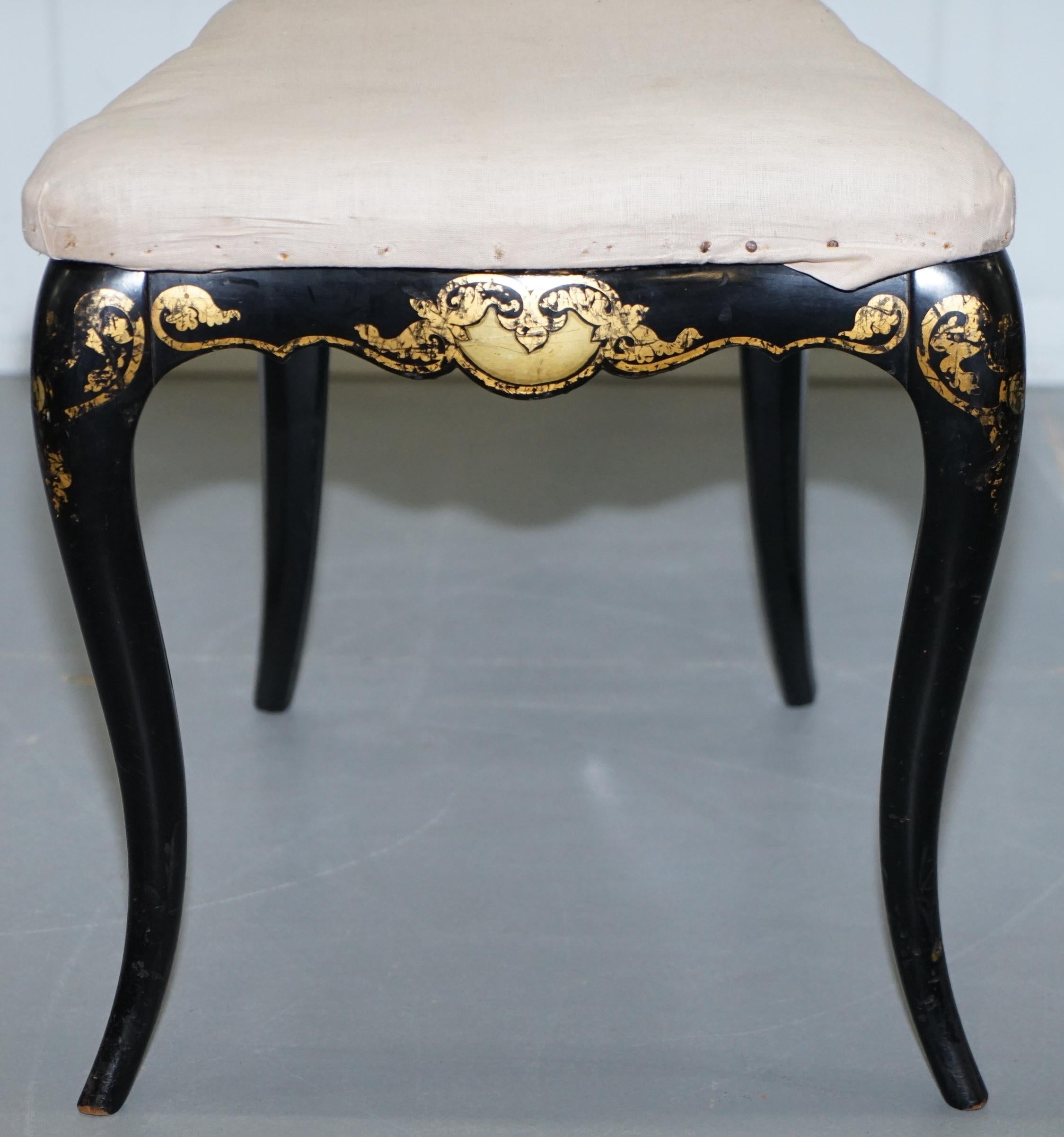 18th Century Very Rare Early Georgian Hand Painted Chinoiserie Ebonized Chair 2