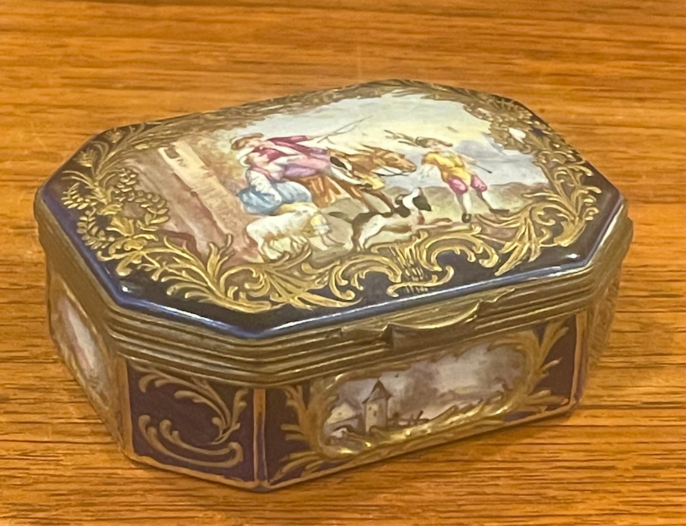 French 18th Century Victorian Enamel and Ormulu Lidded Box by Sevres