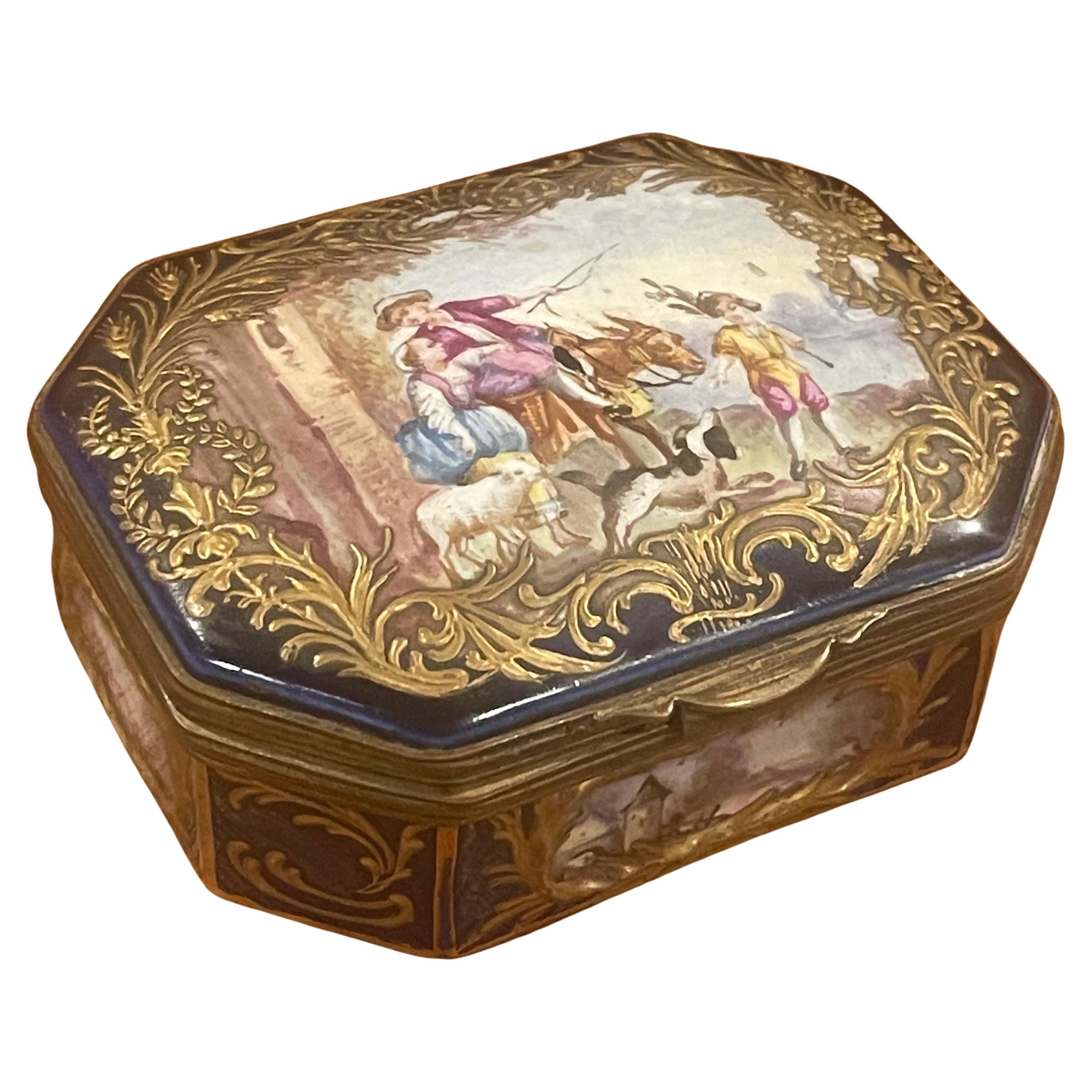 18th Century Victorian Enamel and Ormulu Lidded Box by Sevres