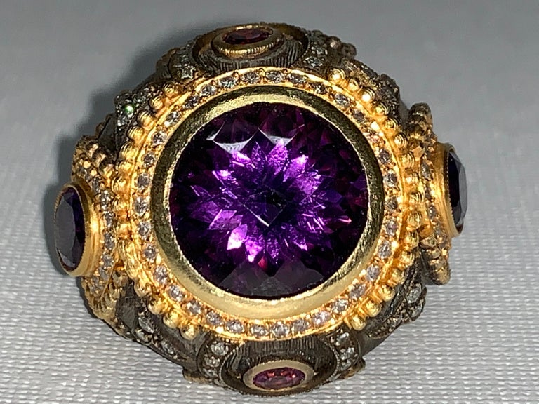 18th Century Victorian Era Custom Amethyst Diamonds 18 Karat Gold ...