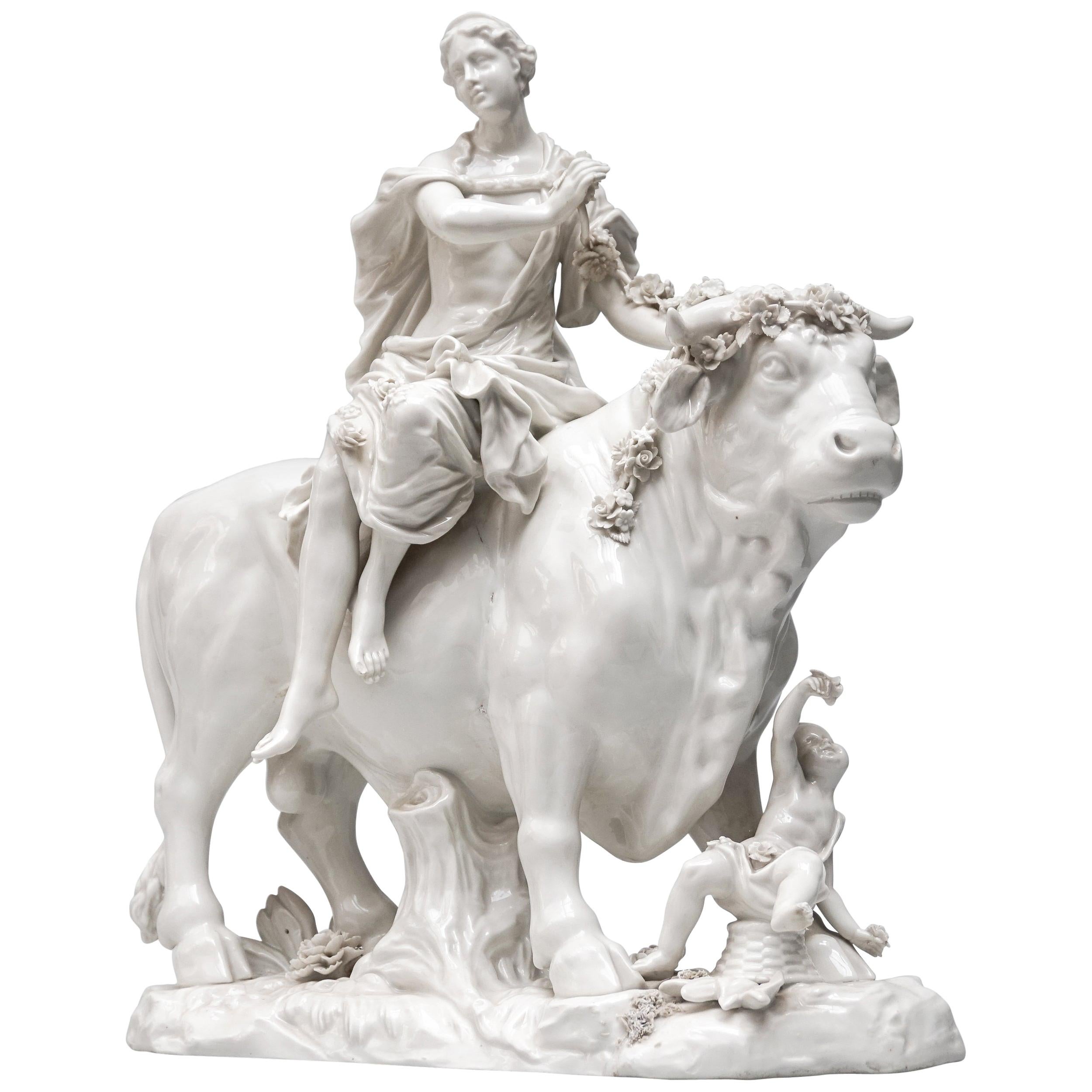 Wiener figurales Porzellan des 18. Jahrhunderts Griechische Mythologie-Gruppe von Europa und Zeus