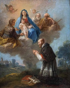 18th Century Vision of San Filippo Neri Painting Oil on Copper by Zuccarelli