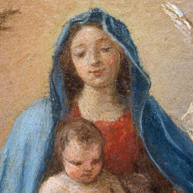 18th Century Vision of San Filippo Neri Painting Oil on Copper by