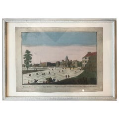 18th Century Vue d’Optique Hand-Colored Engraving of La Maison du Roy