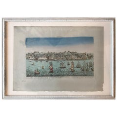 Vue d'Optique Handkolorierter Kupferstich von Lissabon aus dem 18.