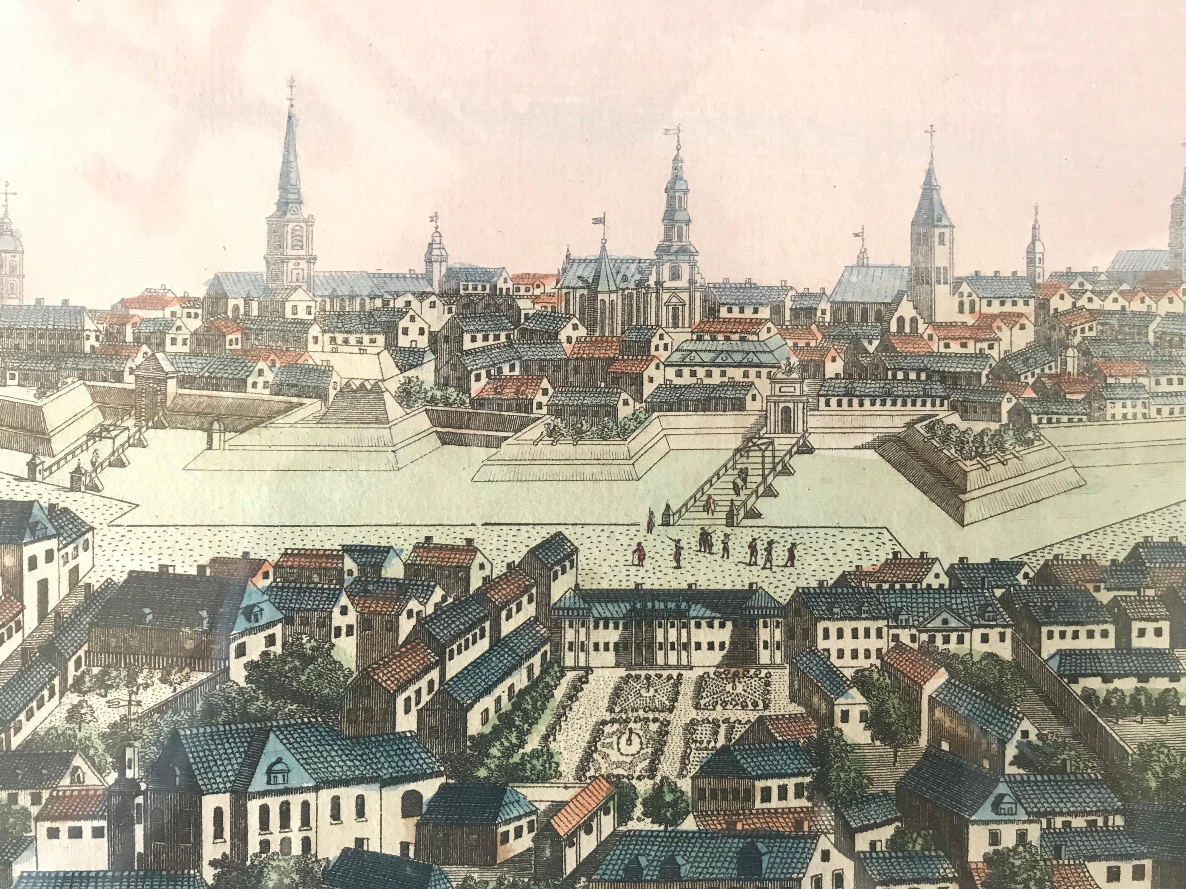 18th Century Vue d’Optique Hand-Colored Engraving of the City of Berlin For Sale 3