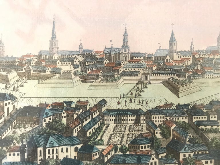 18th Century Vue d’Optique Hand-Colored Engraving of the City of Berlin